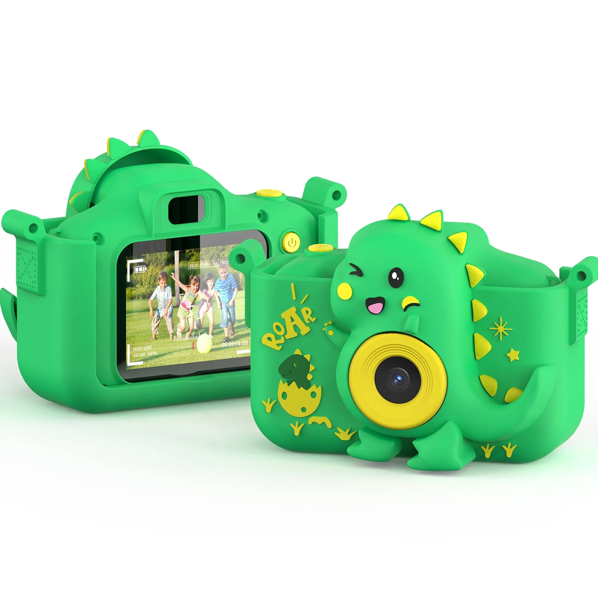 Contixo KC3 Kids Digital Camera with Silicone Cover & 2 inch IPS screen - Green Dinosaur* Electronics