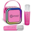 Contixo Mini Karaoke Machine, Party-Ready Portable Bluetooth Speaker + 2 Wireless Mics - Pink* Social & Emotional Skills|Electronics
