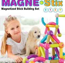 Contixo ST2 68-Piece Magnetic Building Sticks Set for Kids - Colorful 3D Construction Blocks* Magnetic Tiles & Building Sets