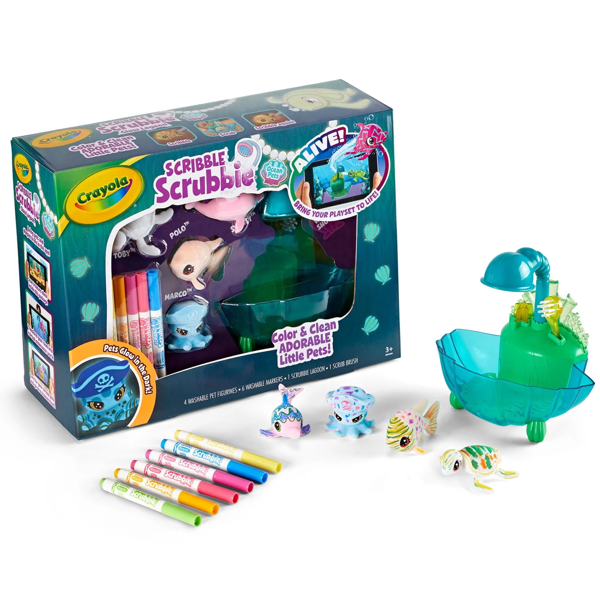Educators Resource Crayola Scribble Scrubbie Ocean Pets Glow Lagoon Playset* Drawing, Color & Painting