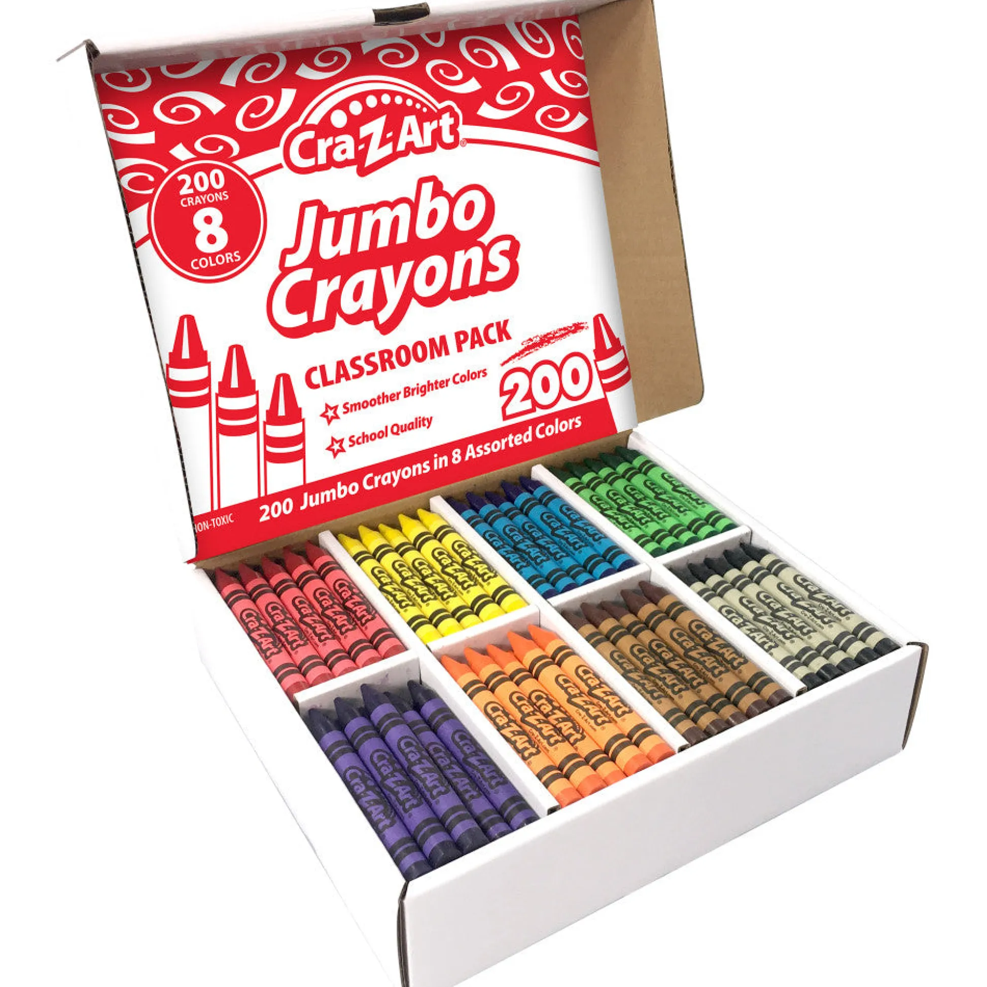 Flat River Group Cra-Z-Art Classroom Pack: Jumbo Crayons - 200 Pieces, 8 Bright Colors* Drawing, Color & Painting