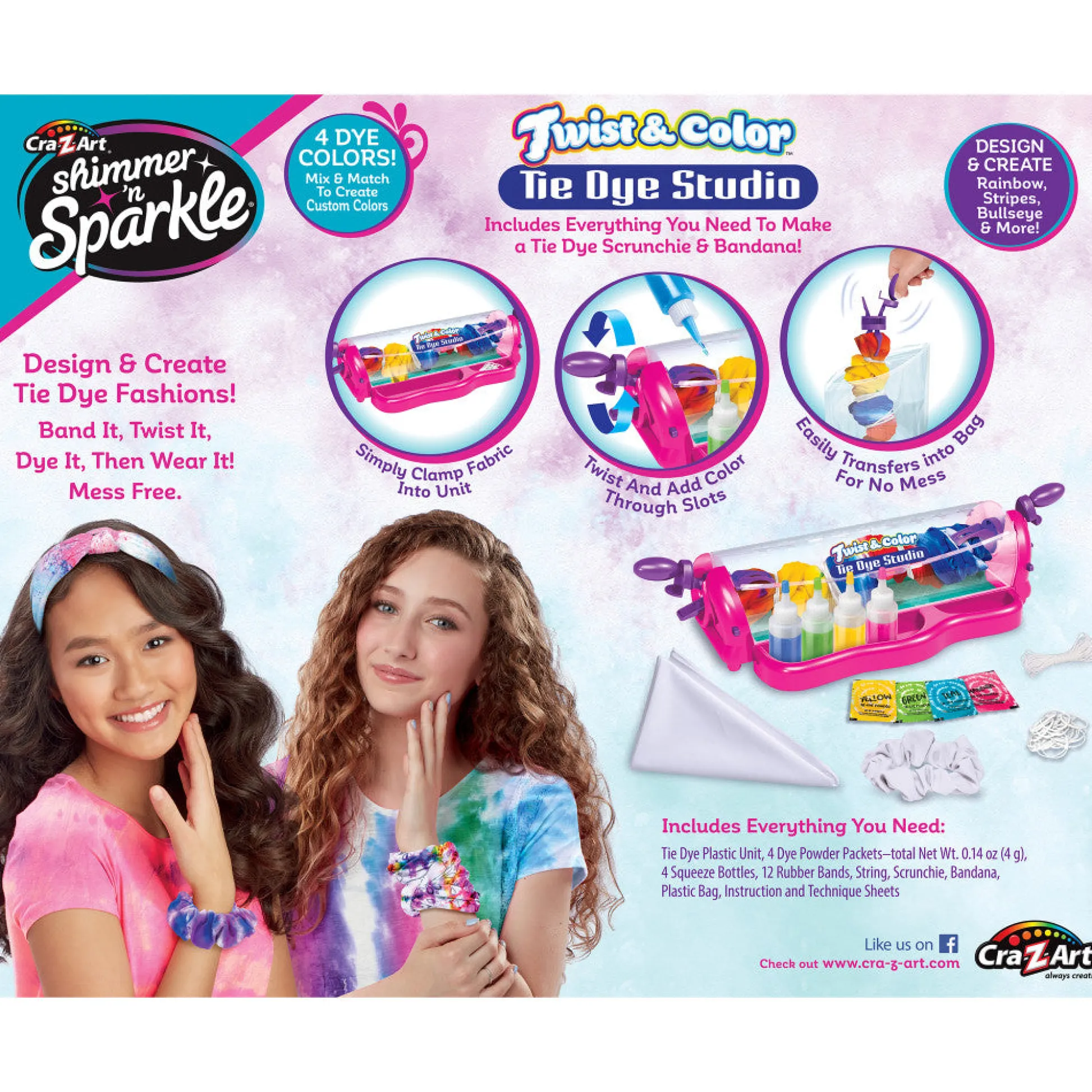 Flat River Group Cra-Z-Art Shimmer 'N Sparkle Twist & Color Tie Dye Studio DIY Kit* Crafts & Activities