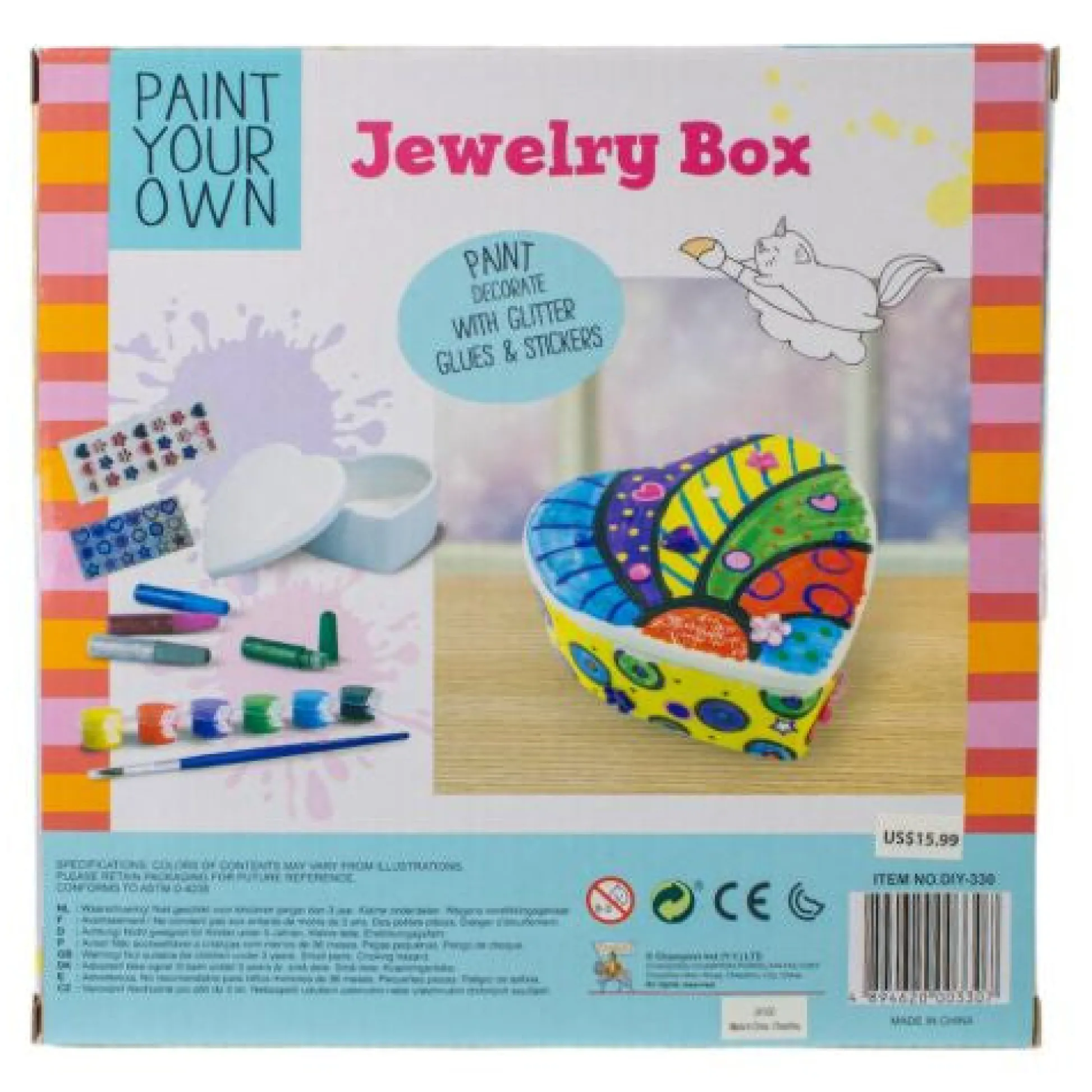 Calendar Holdings, LLC Creative Studio Heart-Shaped DIY Jewelry Box Painting Kit* Crafts & Activities