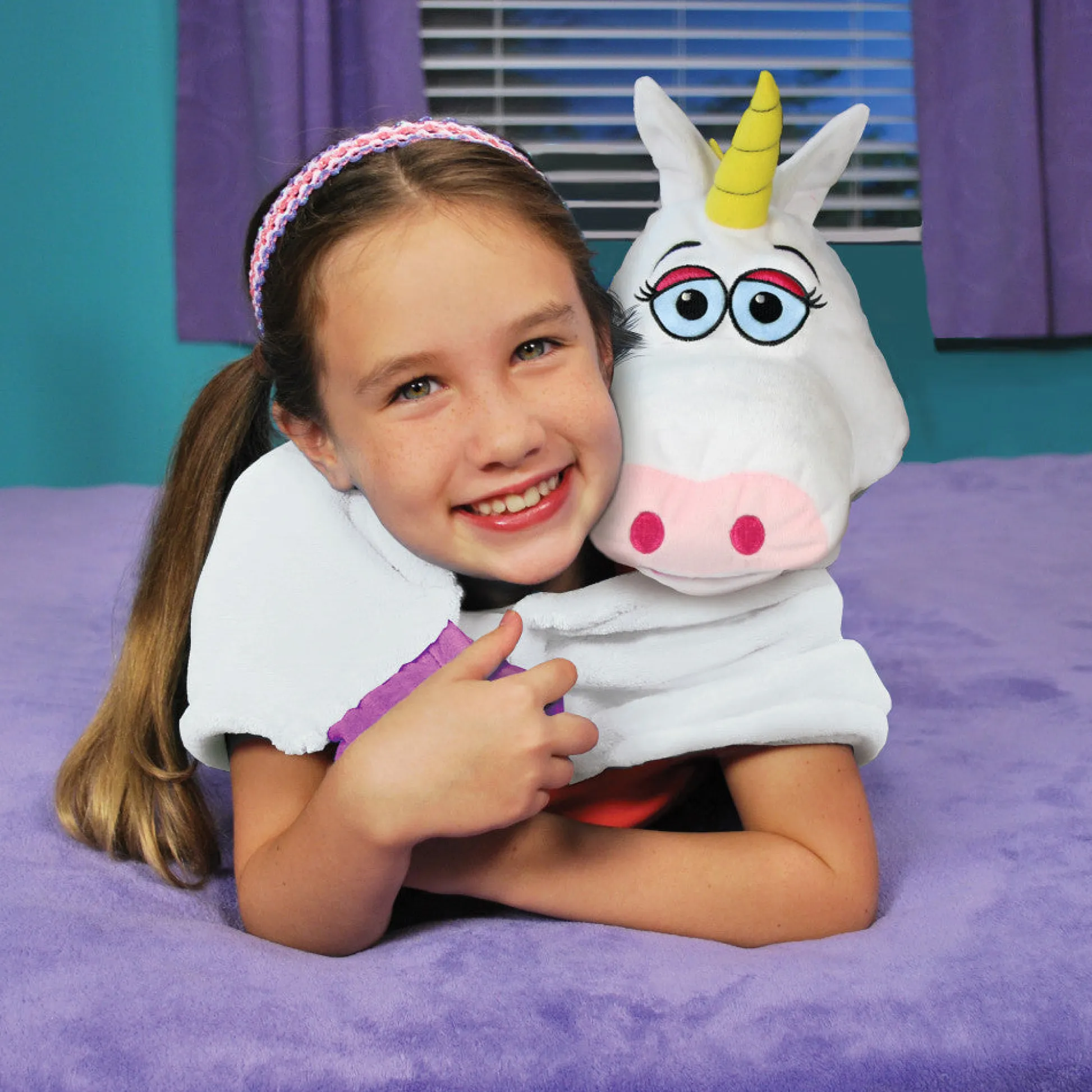 Flat River Group Cuddleuppets Magical Unicorn 2-in-1 Plush Puppet & Blanket - White-Purple* Stuffed Animals|Stuffed Animals & Plush Toys