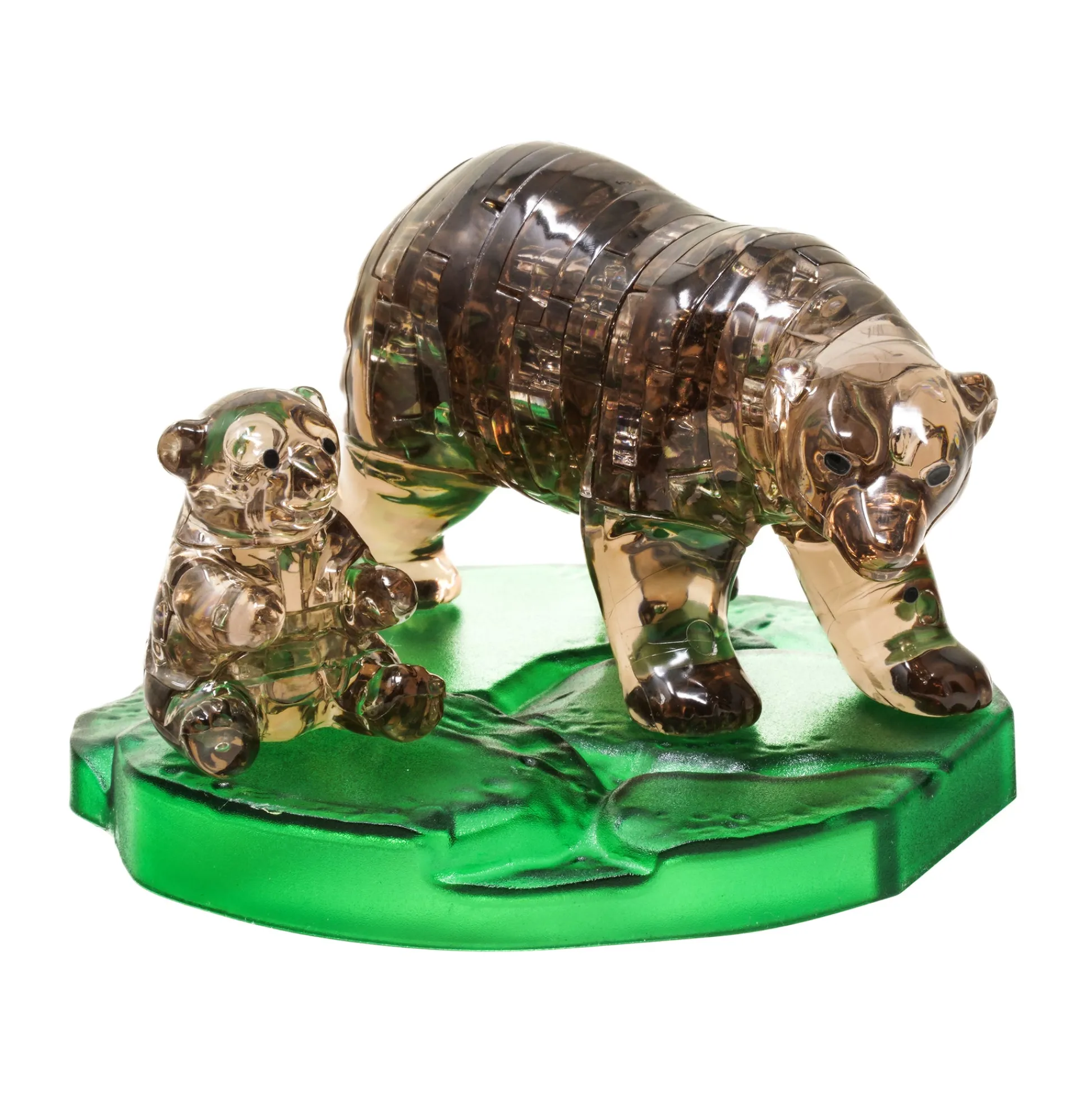 AreYouGame 3D Crystal Puzzle - Brown Bear and Baby: Enchanting Wilderness Adventure, 40 Pcs* Puzzles