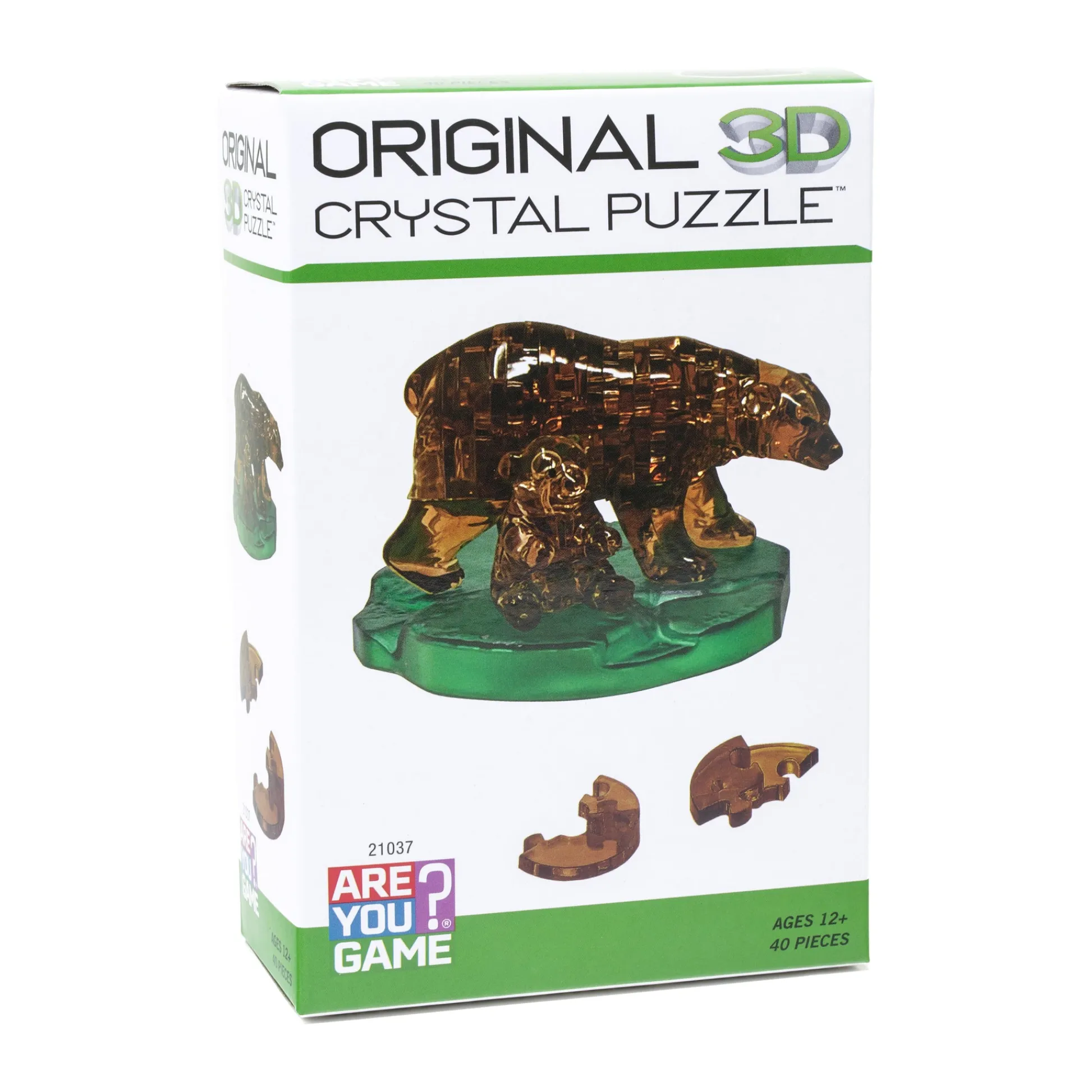 AreYouGame 3D Crystal Puzzle - Brown Bear and Baby: Enchanting Wilderness Adventure, 40 Pcs* Puzzles