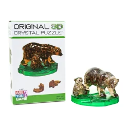 AreYouGame 3D Crystal Puzzle - Brown Bear and Baby: Enchanting Wilderness Adventure, 40 Pcs* Puzzles