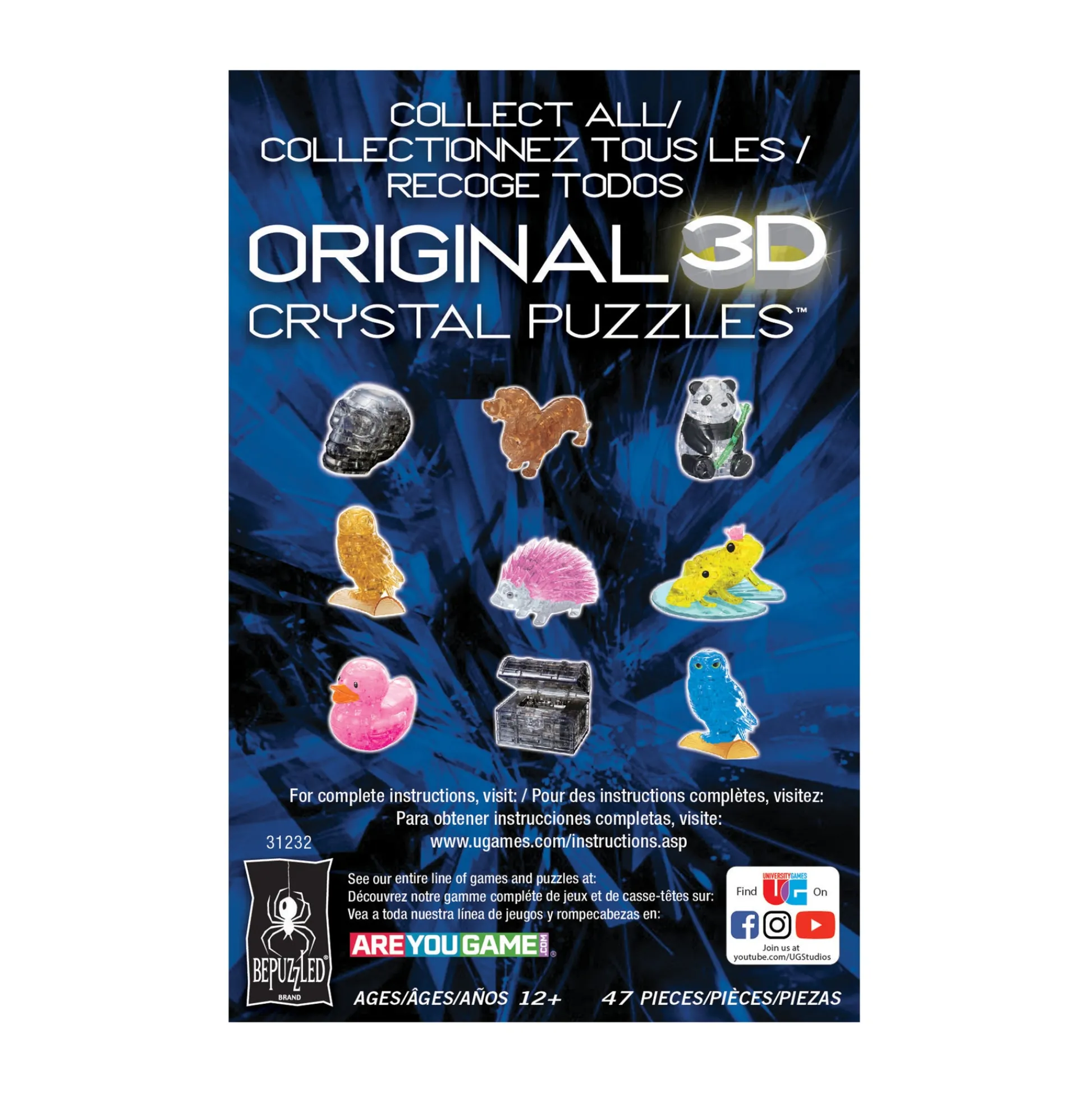 AreYouGame 3D Crystal Puzzle - Eloquent White Roses in a Vase, 47 Pieces* Puzzles