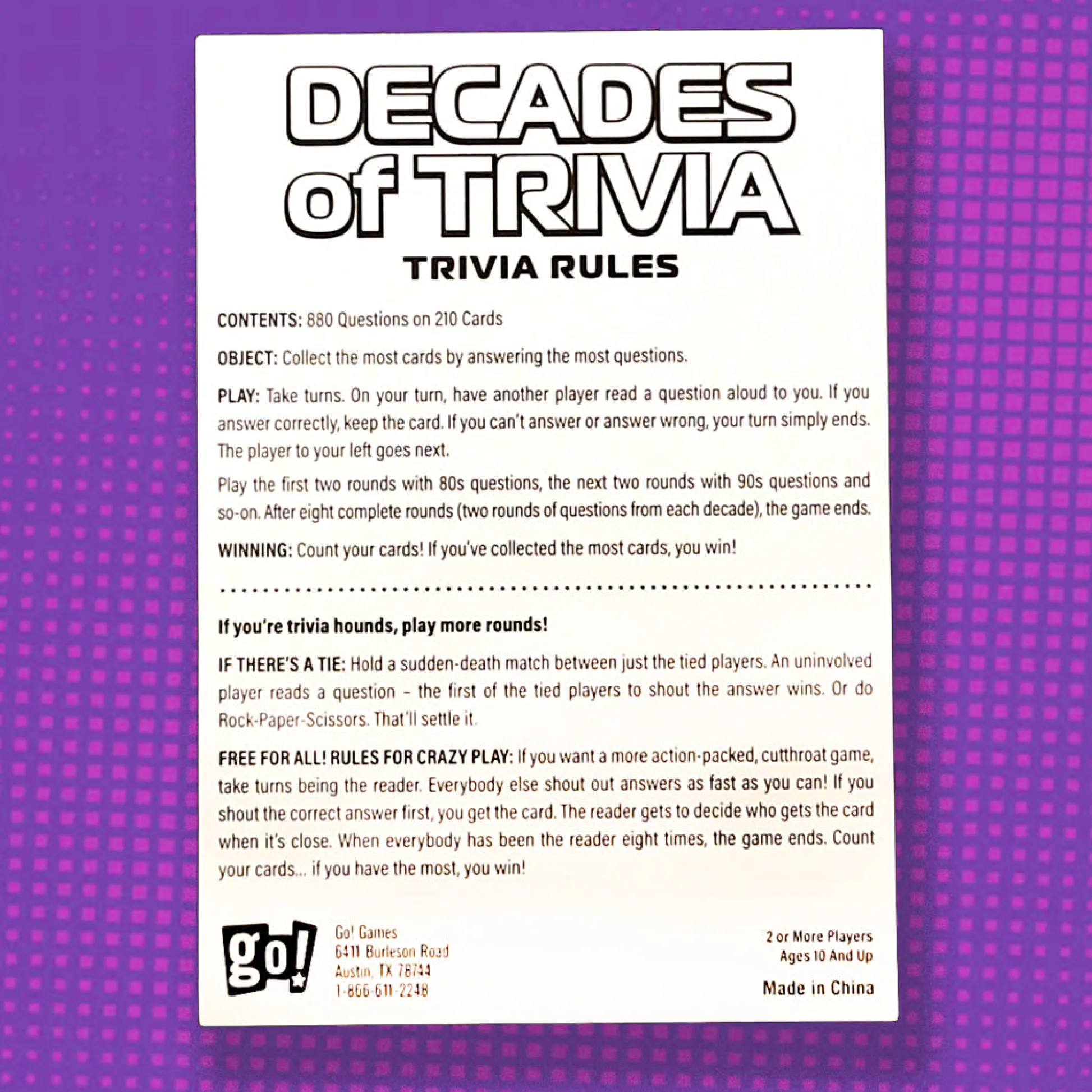 Calendar Holdings, LLC Decades of Trivia Game - Nostalgic Pop Culture Quiz* Role-Playing Games|Board Games
