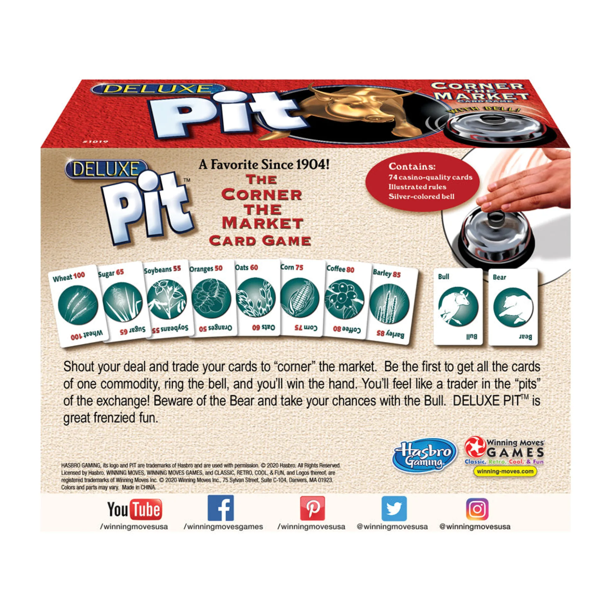 AreYouGame Deluxe Pit Card Game with Silver-Toned Bell by Winning Moves* Social & Emotional Skills|Card Games