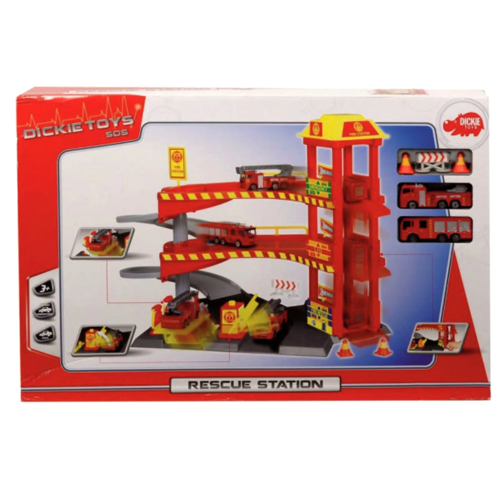 Flat River Group Dickie Toys Fire Station Playset with Light and Sound Effects* Social & Emotional Skills|Playsets & Vehicles