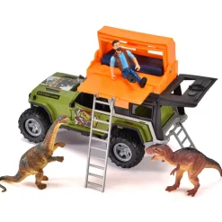 Flat River Group Dickie Toys Jeep Dino Camper Set - Dinosaur Transport Adventure, Green & Orange, Ages 3+* Playsets & Vehicles