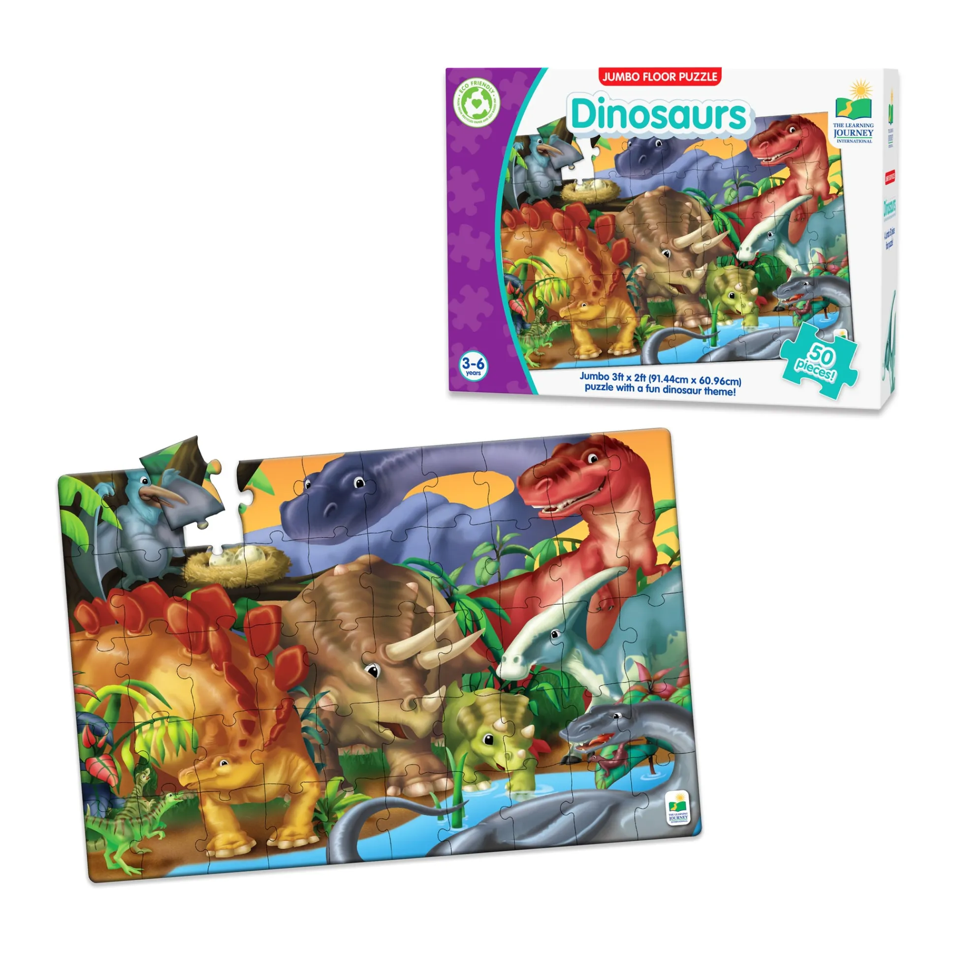 AreYouGame Dinosaur Expedition 50-Piece Jumbo Floor Puzzle* Puzzles