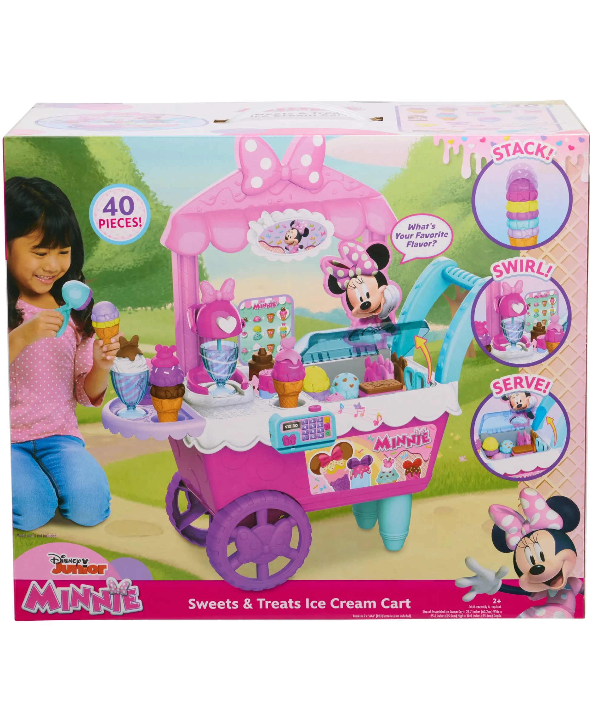 Macy's - Supplier Disney Junior Minnie Mouse Sweets & Treats Rolling Ice Cream Cart Playset* Kitchens & Play Food|Dress Up