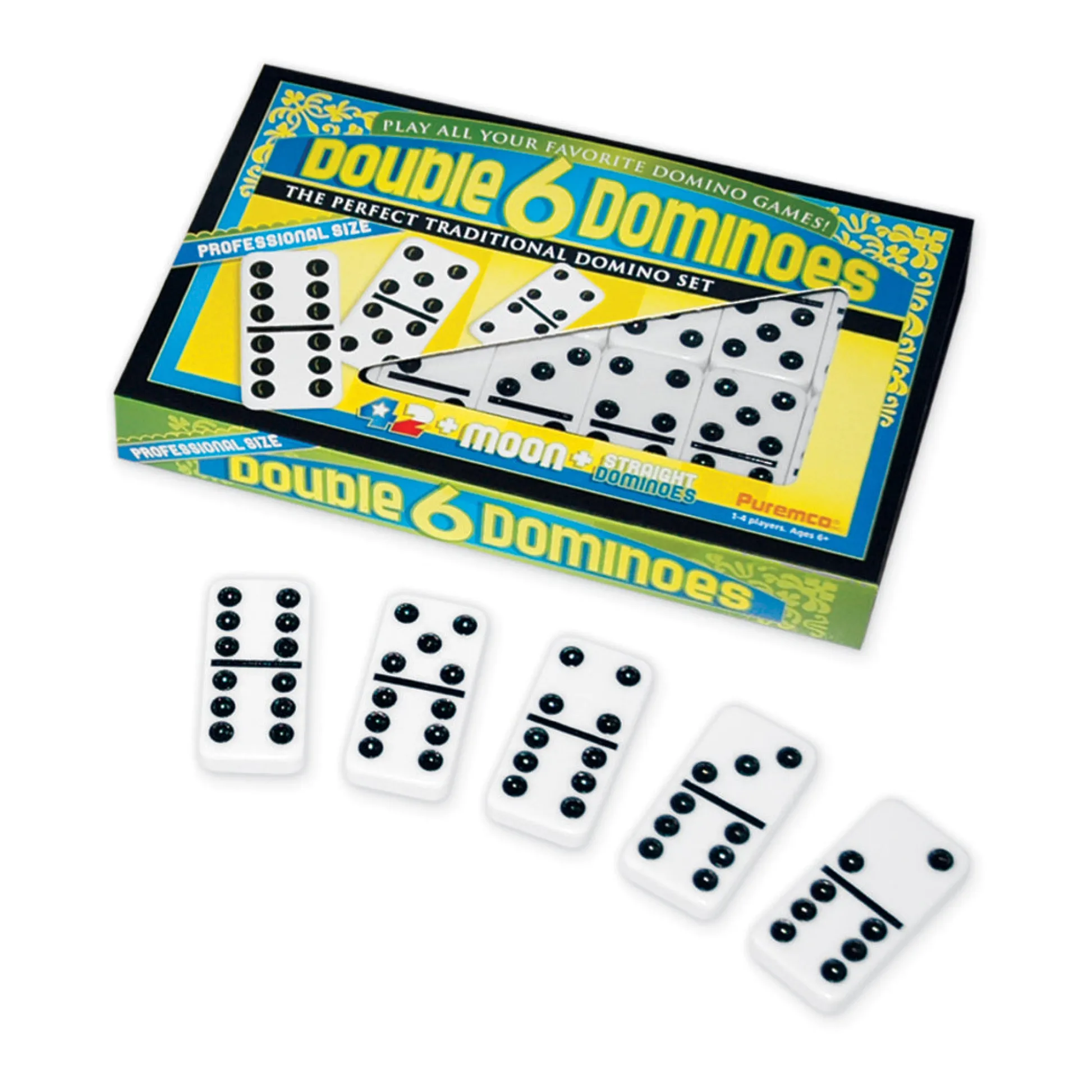 AreYouGame Double 6 Black Dot Dominoes Professional Size Game Set* Dominoes & Tiles Games