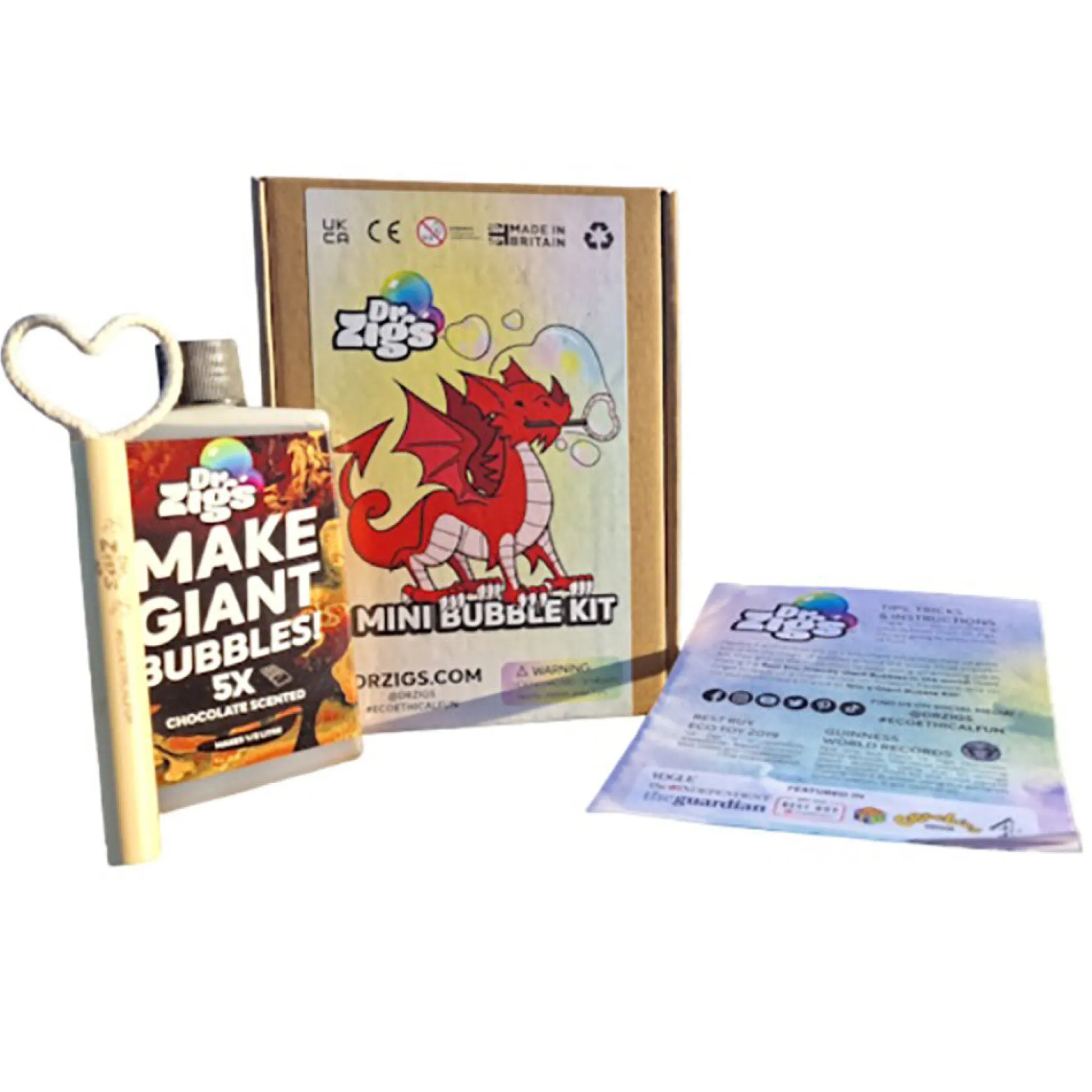 Flat River Group Dr Zigs Eco-Friendly Mini Bubble Kit - Portable Bubble-Making Fun for Kids Age 3+* Bubbles & Sidewalk Chalk