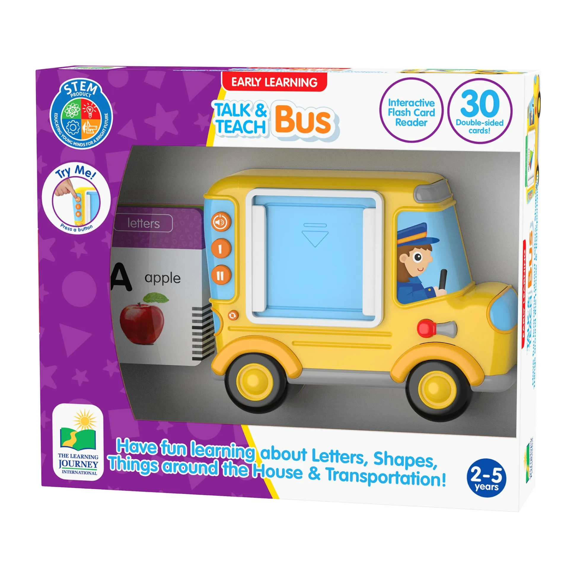 AreYouGame Early Learning Talk & Teach Bus Interactive Flash Card Reader* Preschool Education Toys & Activities