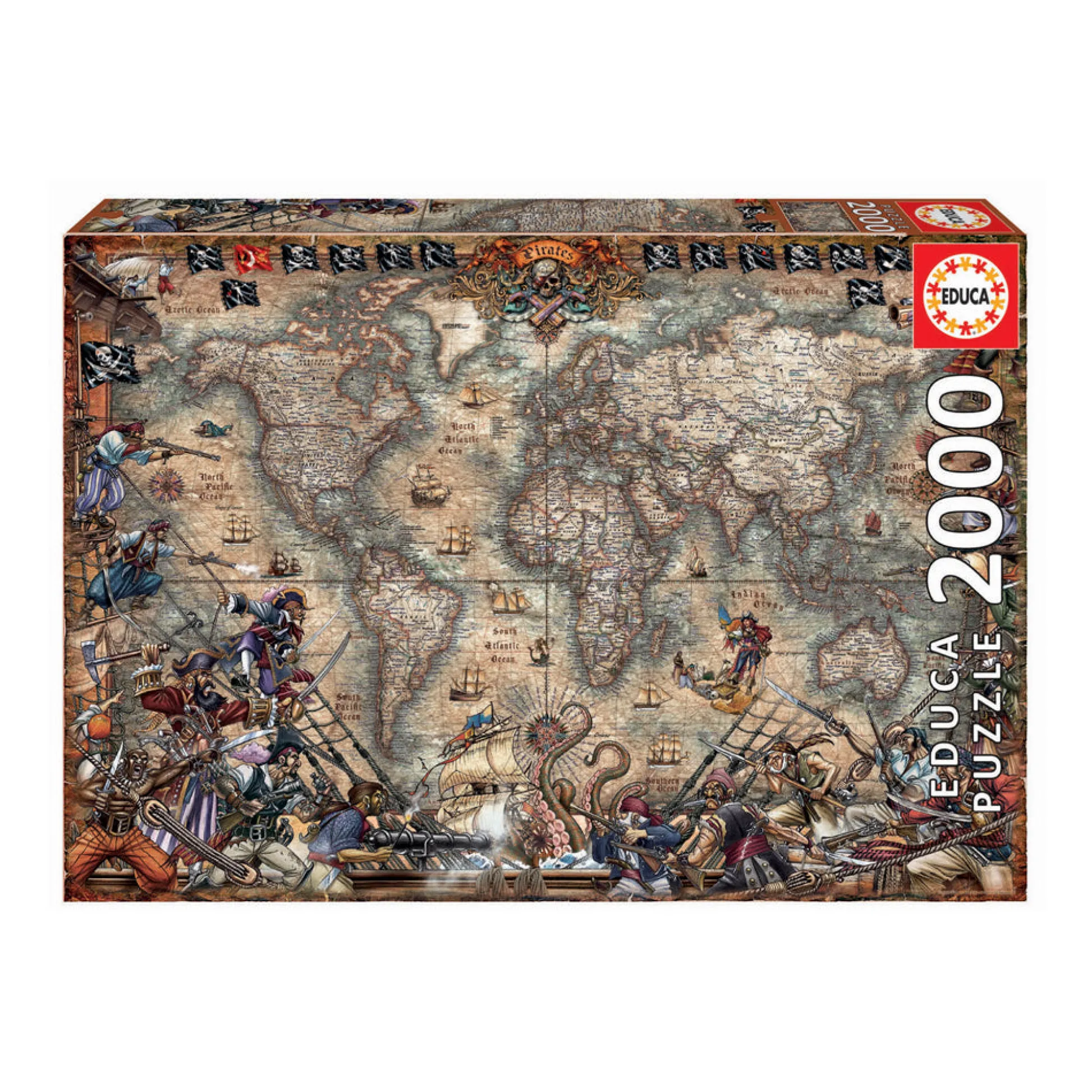 AreYouGame Educa Pirates Map Jigsaw Puzzle - 2000 pc* Puzzles