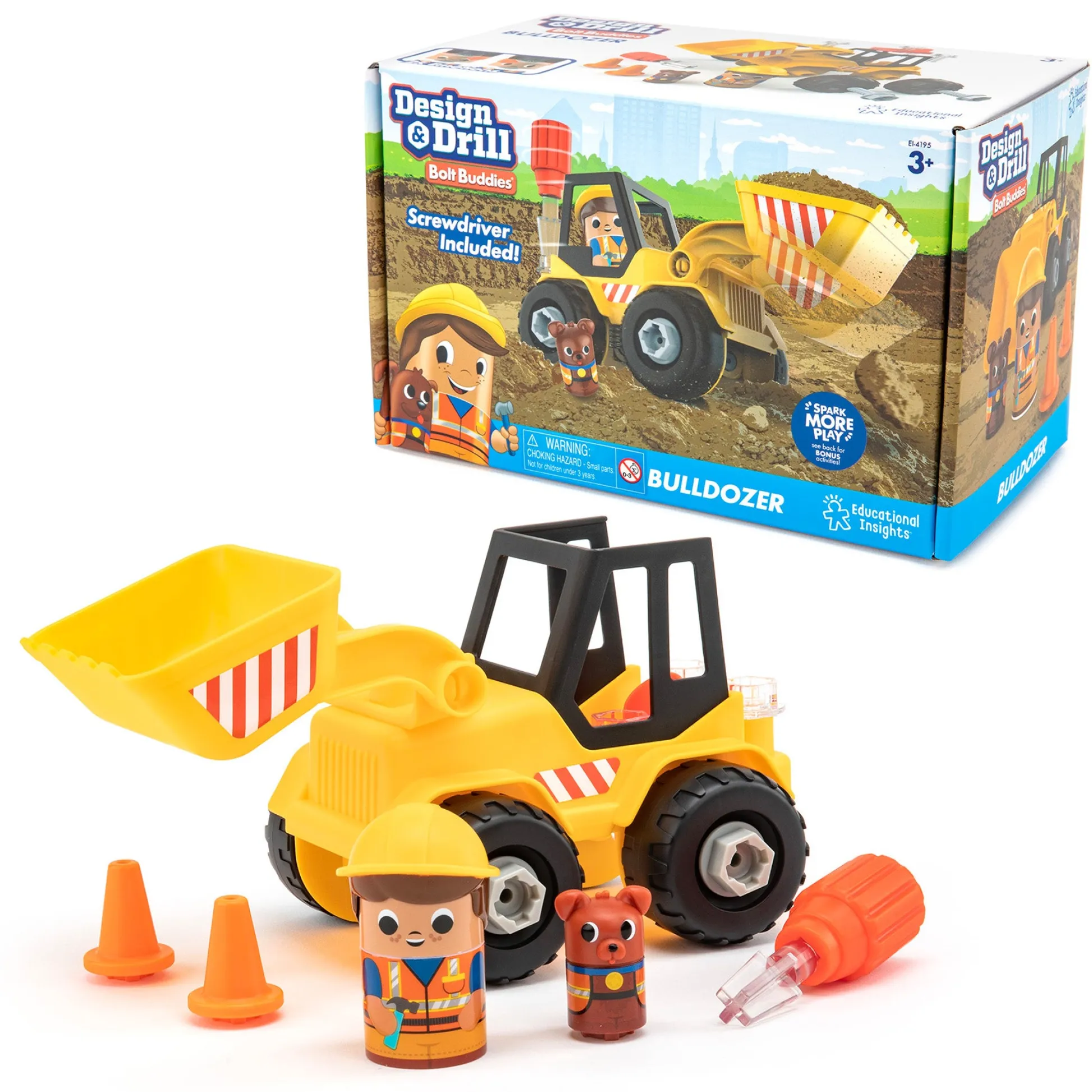 Educators Resource Educational Insights Design & Drill Bolt Buddies Bulldozer - Interactive Construction Toy* Preschool Building Sets & Blocks|Preschool Education Toys & Activities