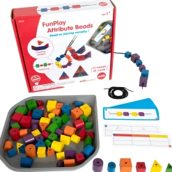 Educators Resource edxeducation FunPlay Attribute Beads - Educational Wooden Lacing Set - 72 Beads & 40 Activities* Preschool Education Toys & Activities
