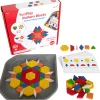 Educators Resource Edxeducation FunPlay Pattern Blocks - 60 Wooden Shapes & 50 Learning Activities with Tray* Preschool Education Toys & Activities