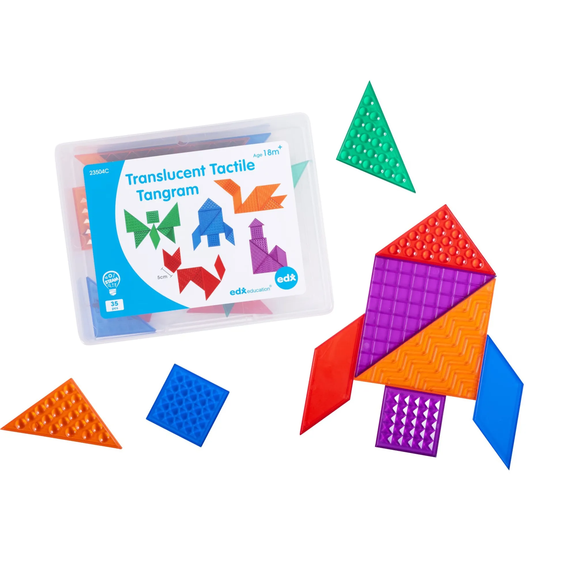 Educators Resource edxeducation Translucent Tactile Tangrams - Sensory Exploration Set* Preschool Education Toys & Activities