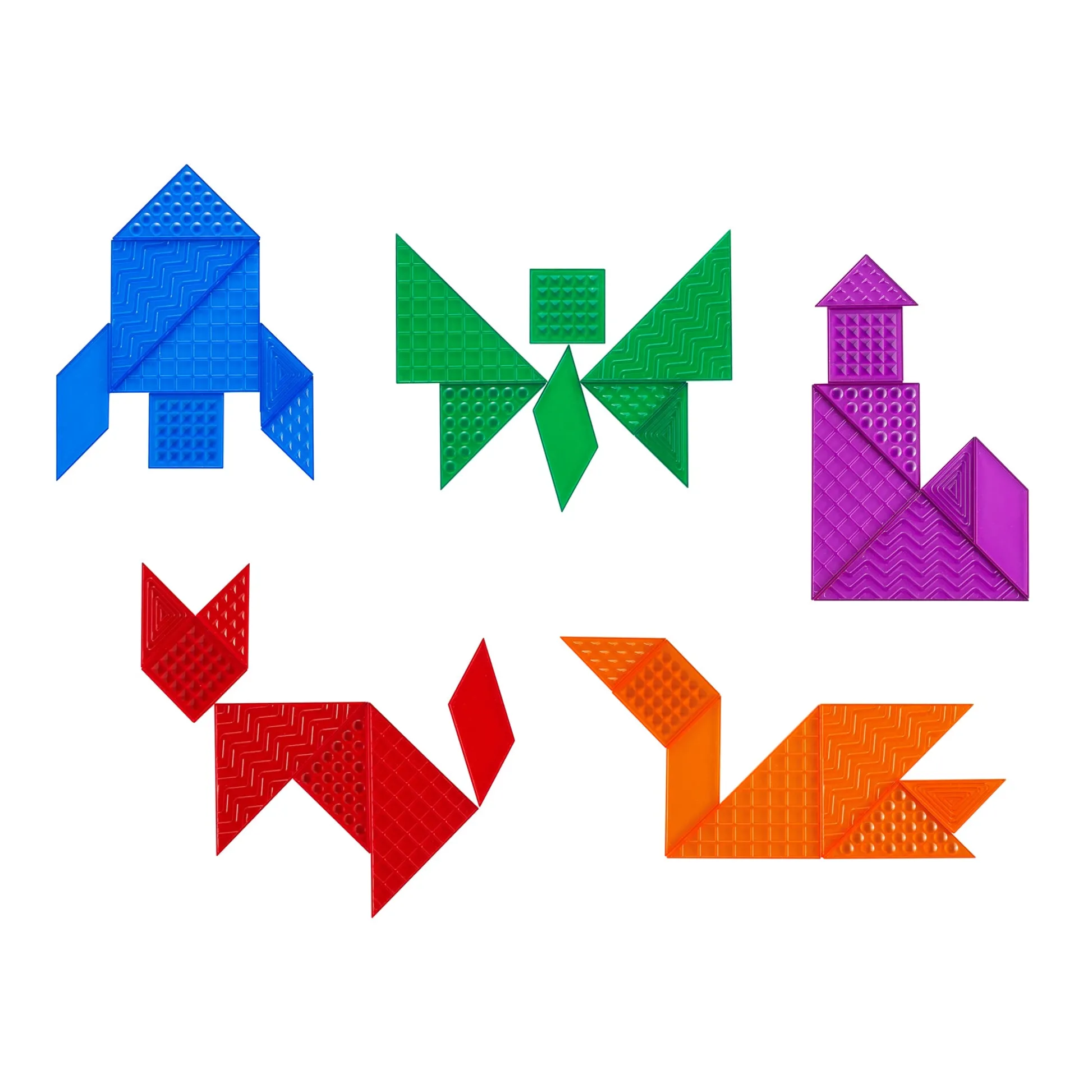 Educators Resource edxeducation Translucent Tactile Tangrams - Sensory Exploration Set* Preschool Education Toys & Activities