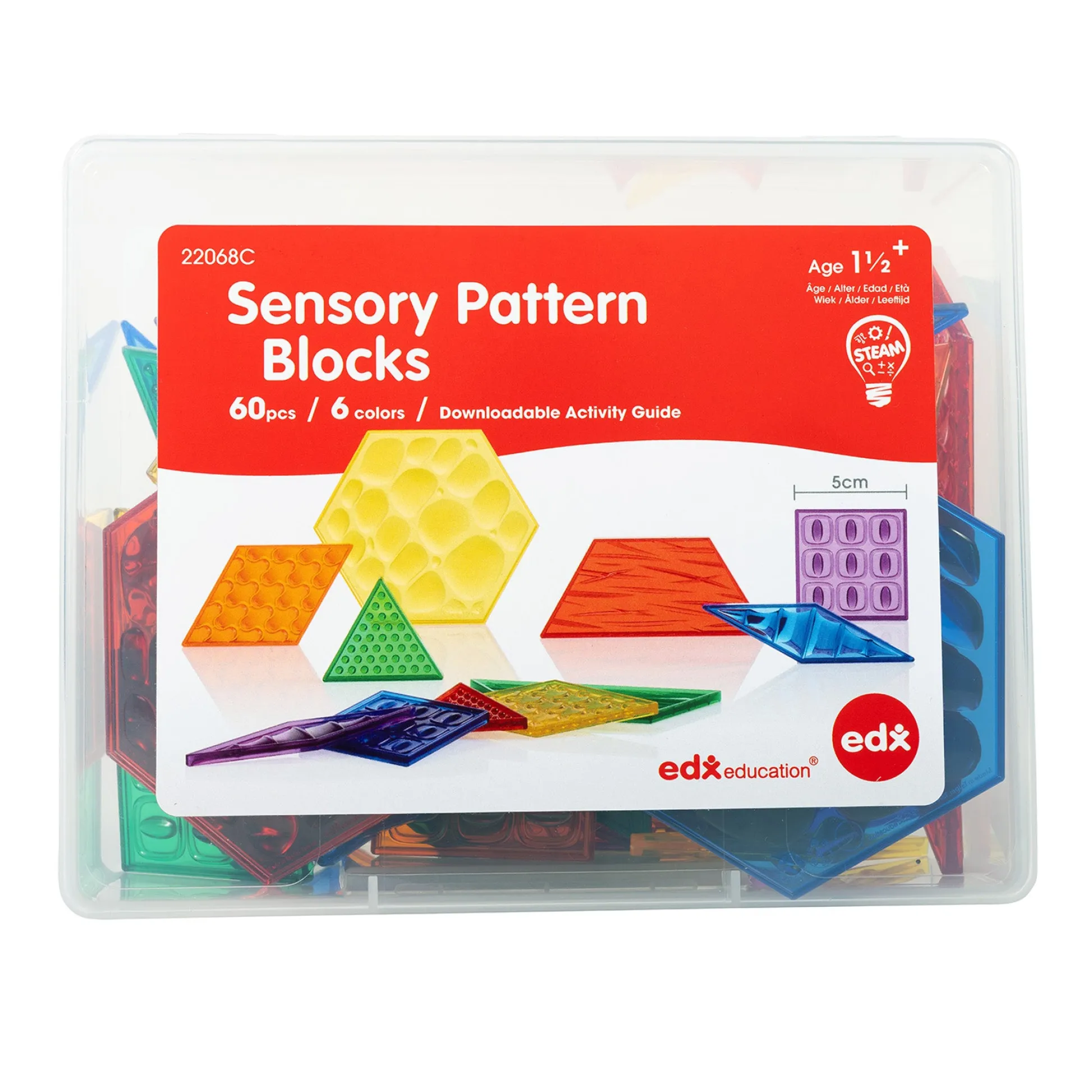 Educators Resource edxeducation Translucent Sensory Pattern Blocks - Tactile Exploration Set* Preschool Building Sets & Blocks|Preschool Education Toys & Activities