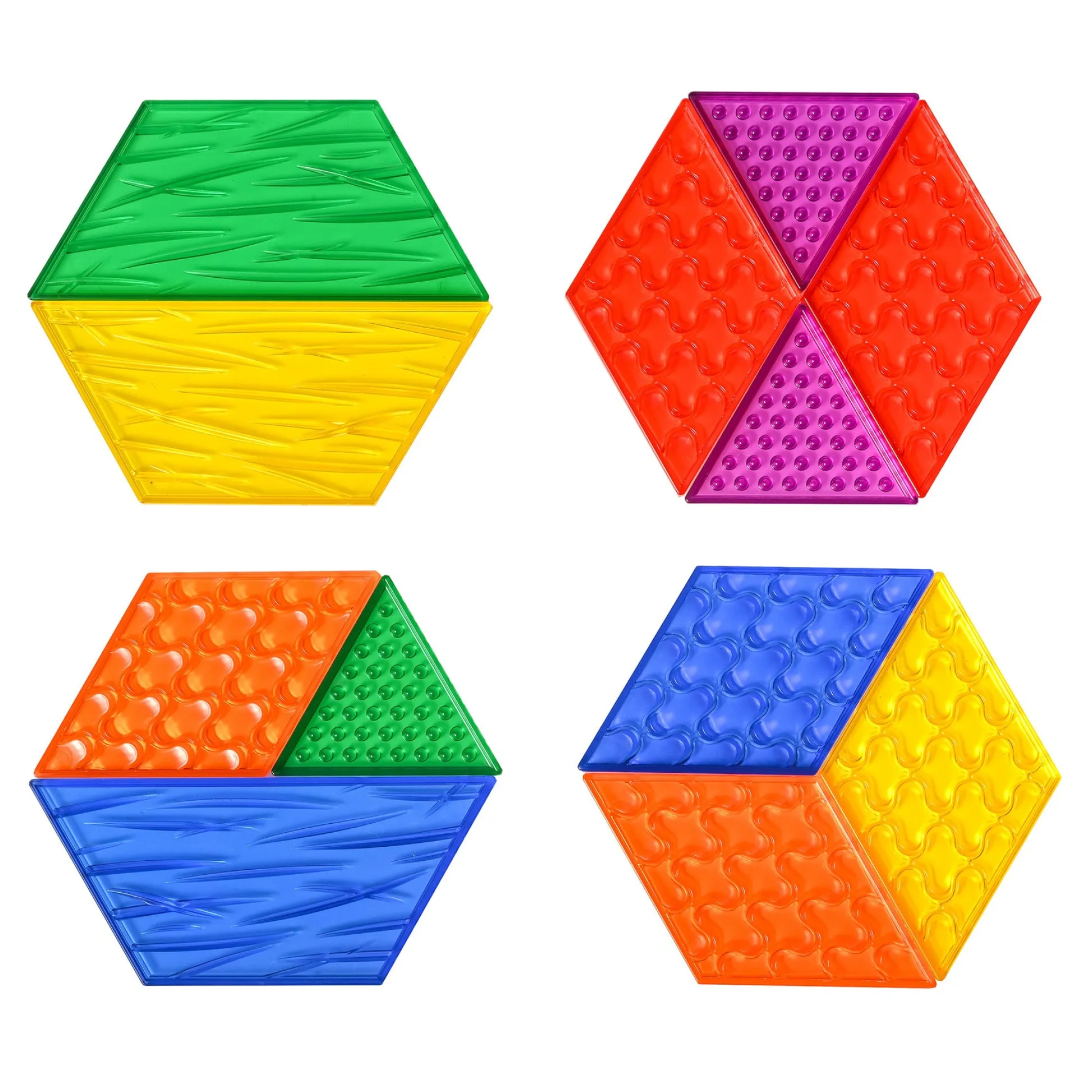 Educators Resource edxeducation Translucent Sensory Pattern Blocks - Tactile Exploration Set* Preschool Building Sets & Blocks|Preschool Education Toys & Activities