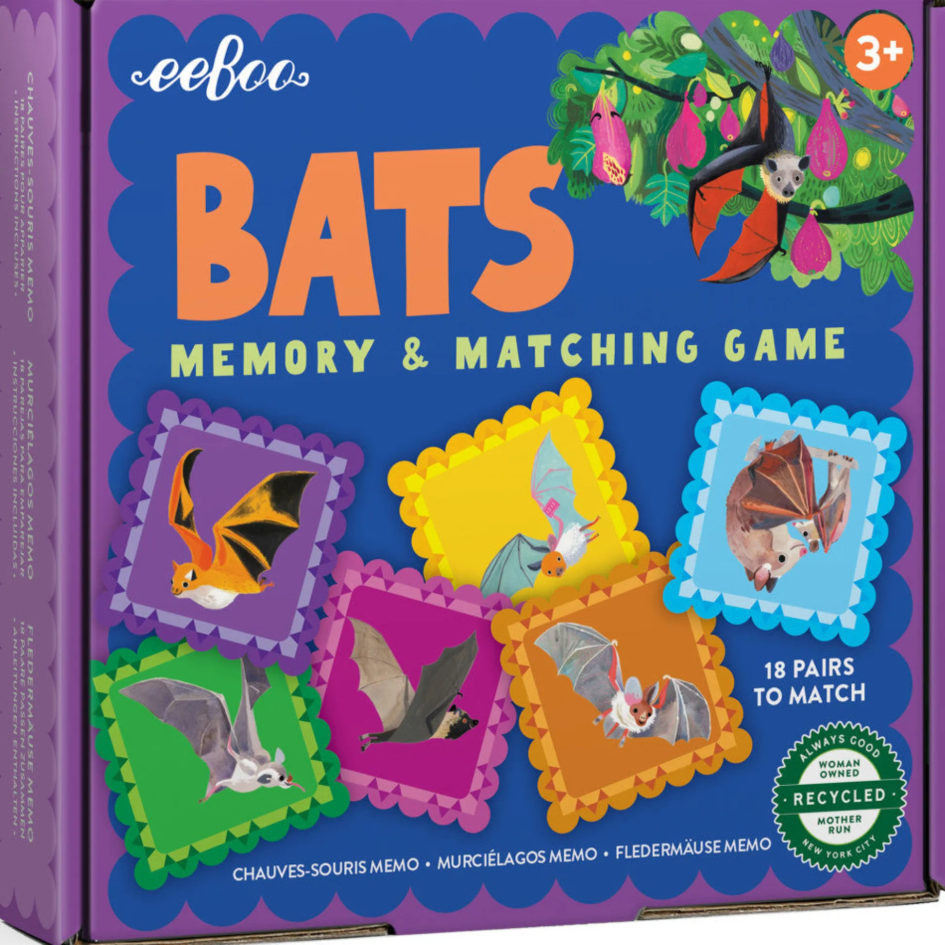 Flat River Group eeBoo Bats Little Square Memory & Matching Game for Kids Ages 3+* Toddler & Preschool Games & Puzzles