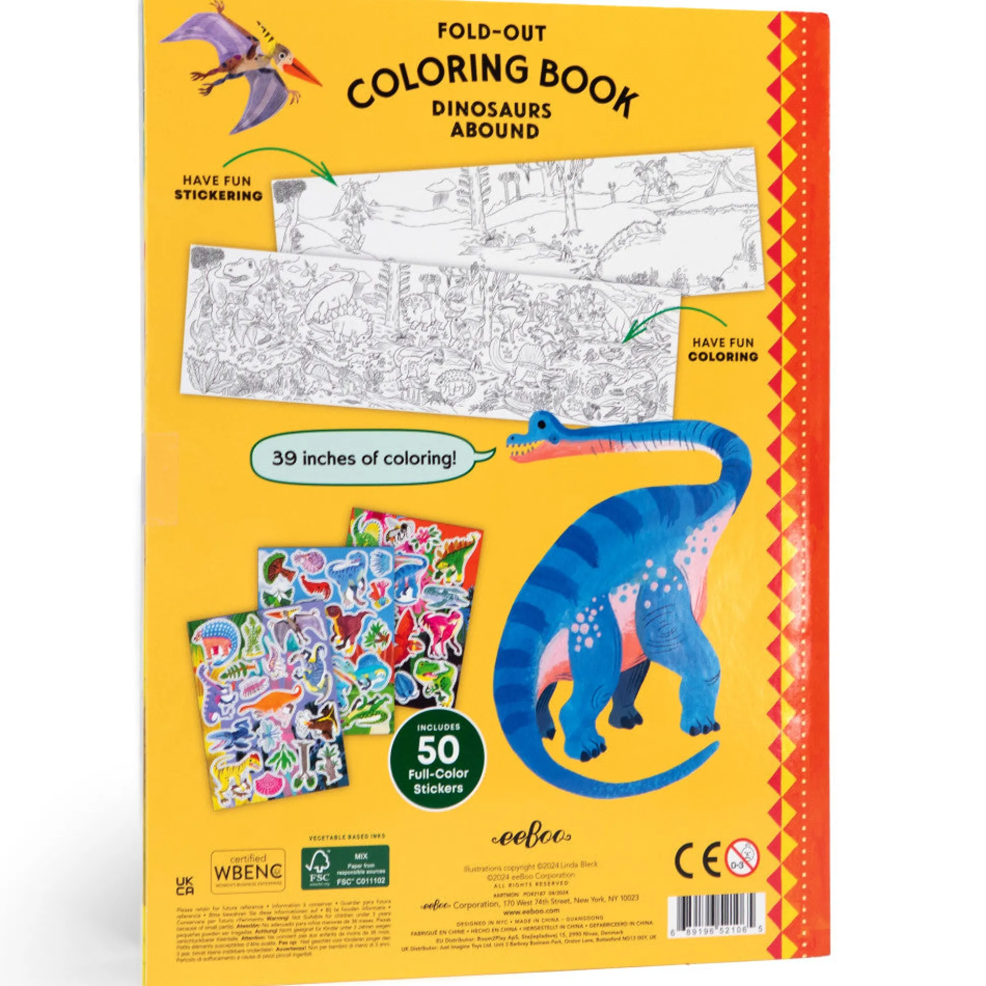 Flat River Group eeBoo Dinosaurs Abound Giant Coloring Adventure - Ages 3+* Drawing, Color & Painting