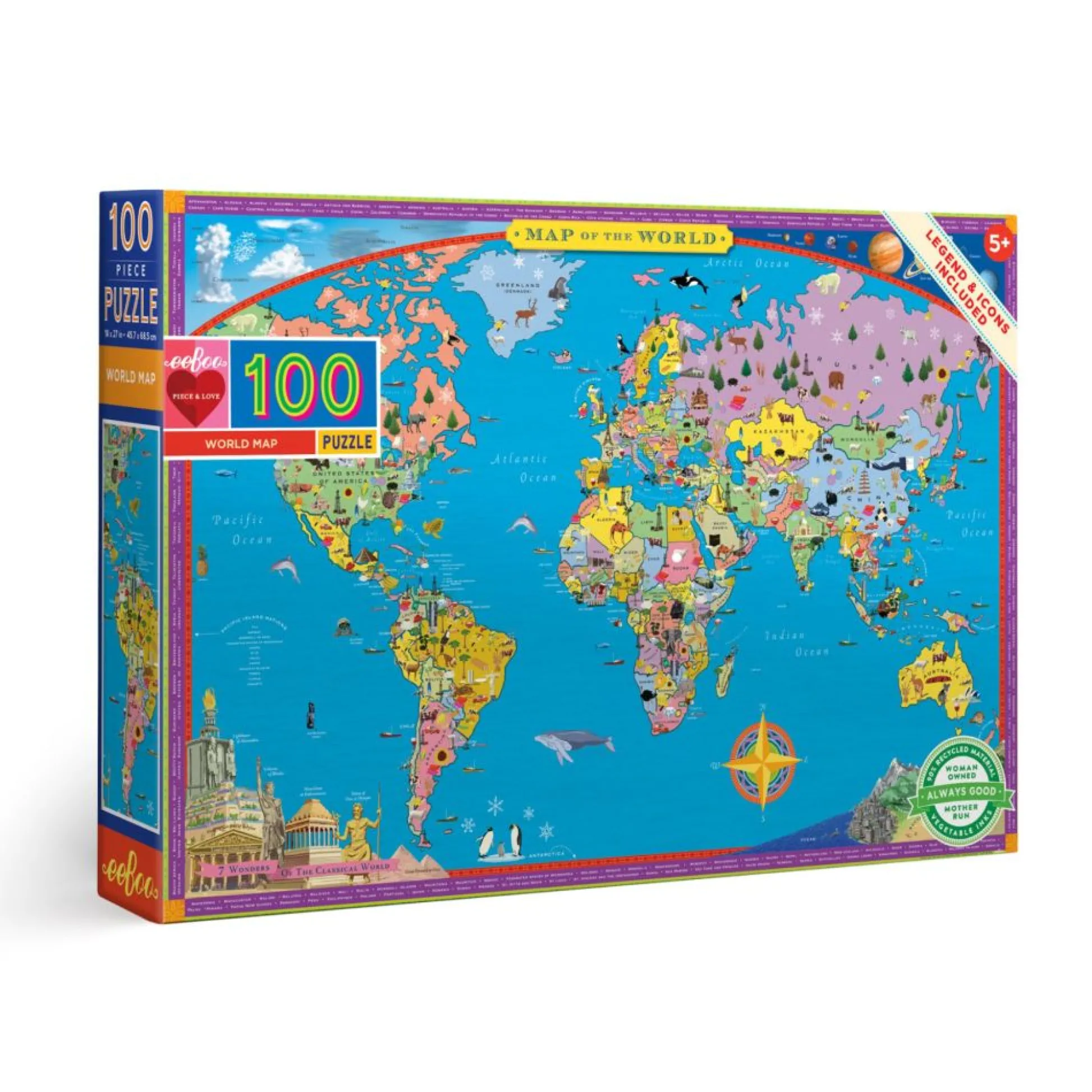 Flat River Group eeBoo Educational World Map Jigsaw Puzzle - 100 pc* Puzzles