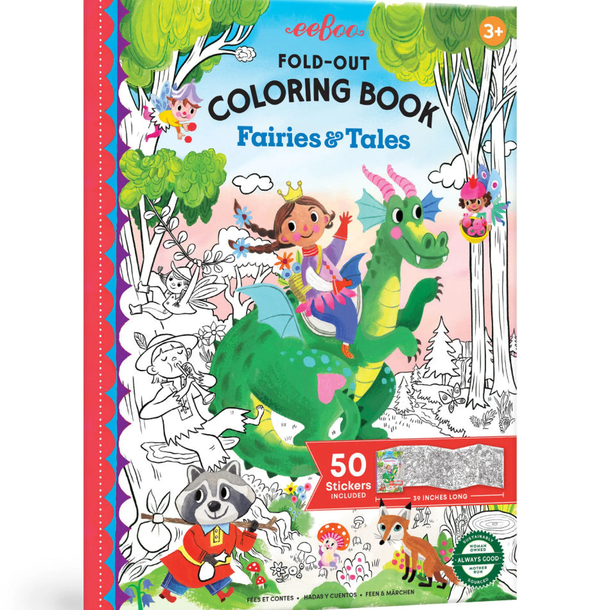 Flat River Group eeBoo Fairies & Tales Fold-Out Coloring Book with Stickers - Ages 3+*Kids Kids Books|Drawing, Color & Painting