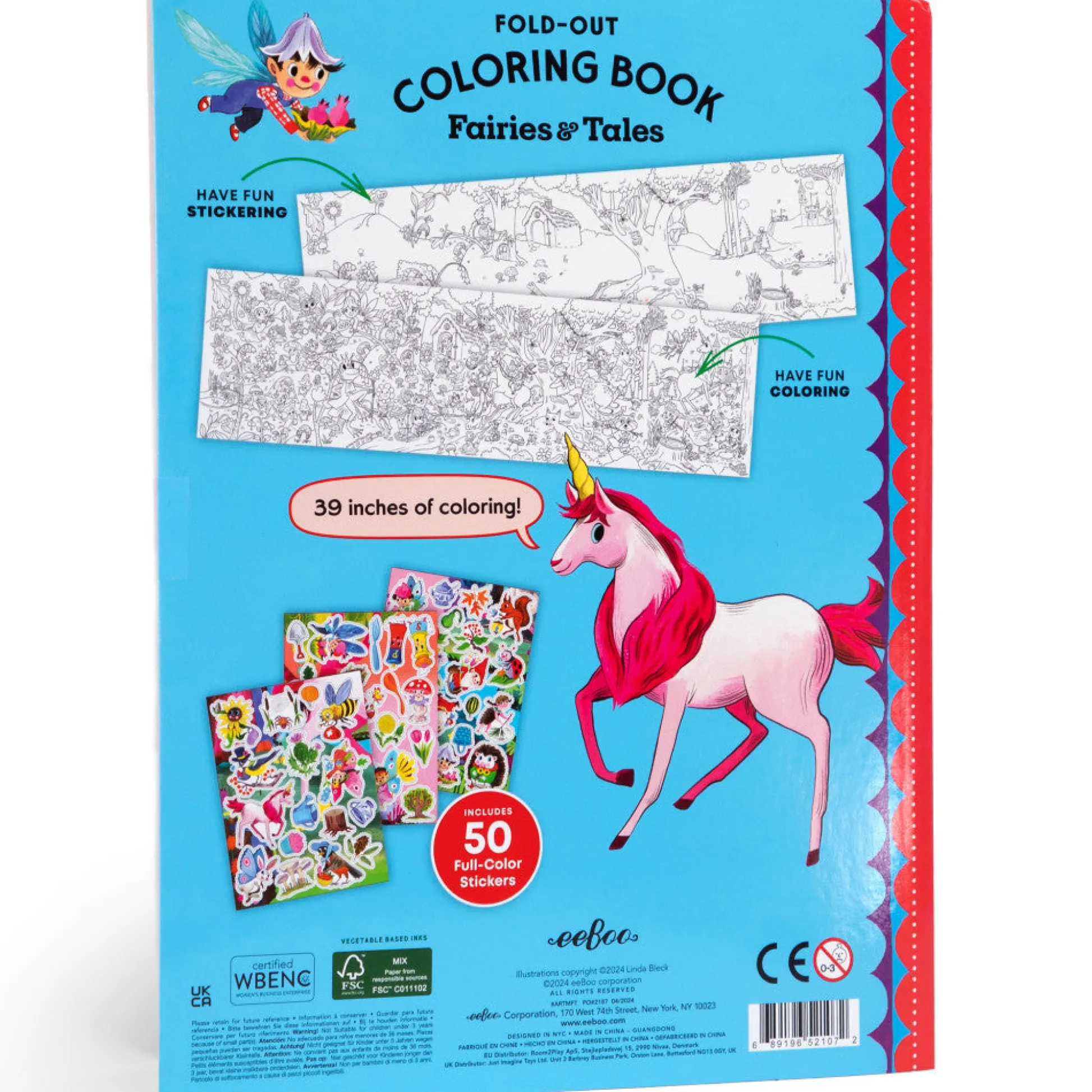 Flat River Group eeBoo Fairies & Tales Fold-Out Coloring Book with Stickers - Ages 3+*Kids Kids Books|Drawing, Color & Painting