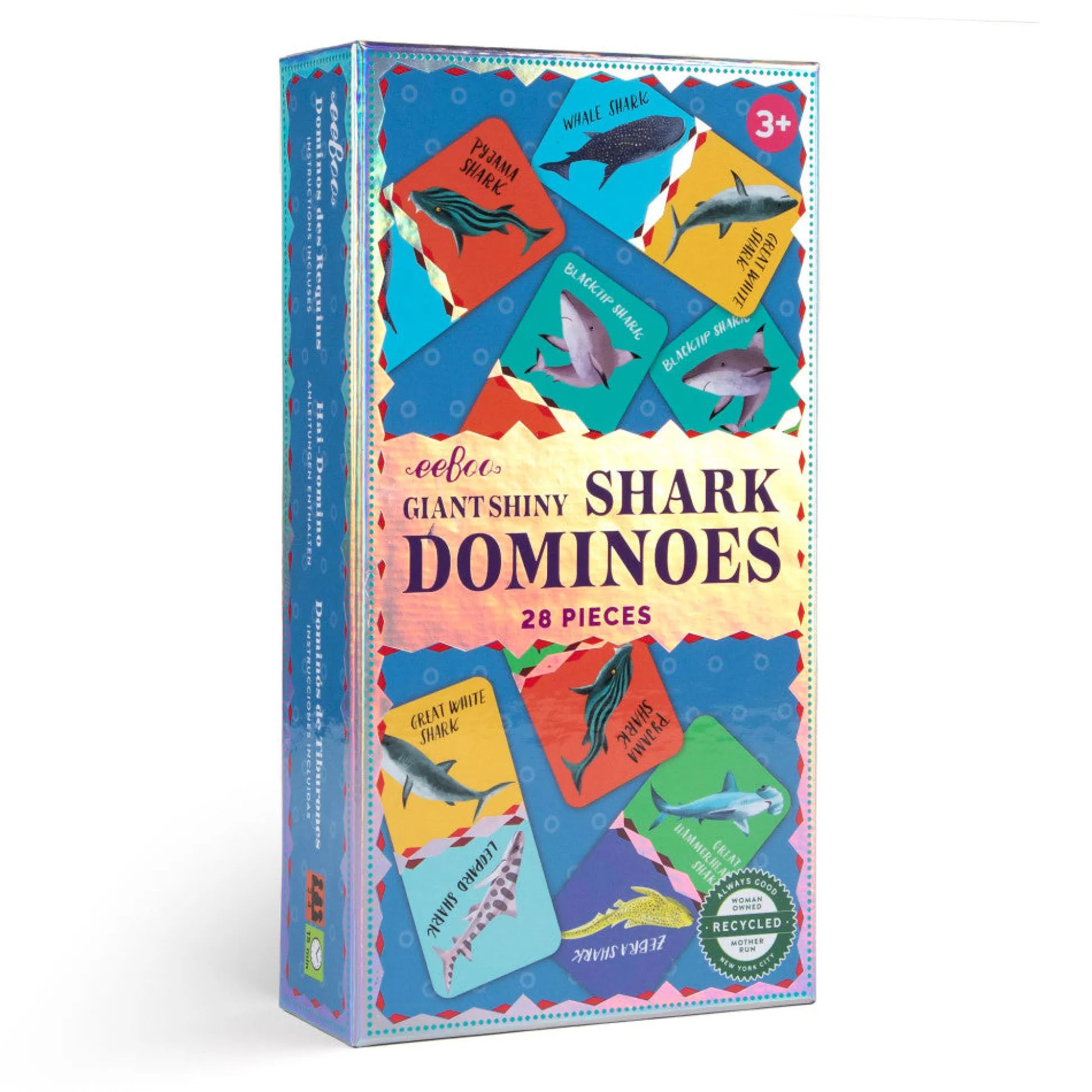 Flat River Group eeBoo Giant Shiny Shark Dominoes Set for 2-4 Players* Dominoes & Tiles Games