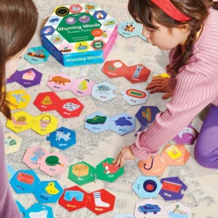 Flat River Group eeBoo Hexagon Puzzle Pairs - Rhyming Words - Educational Game for Kids Age 3+* Puzzles