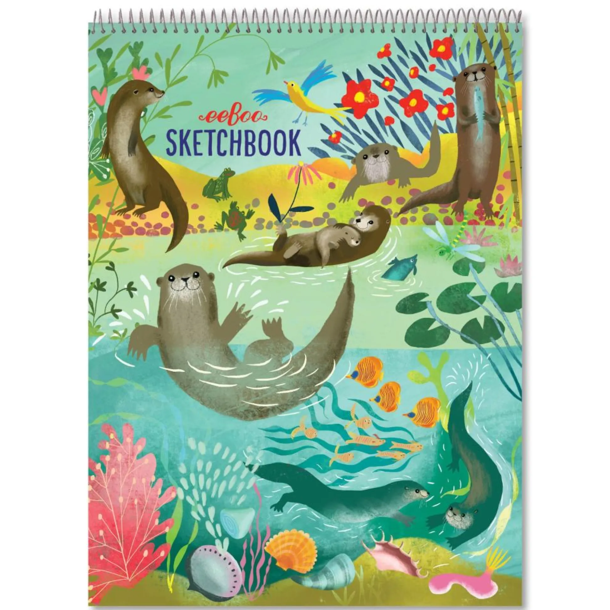 Flat River Group eeBoo Otters Spiral Sketchbook with 60 Matte Pages*Kids Kids Books|Drawing, Color & Painting
