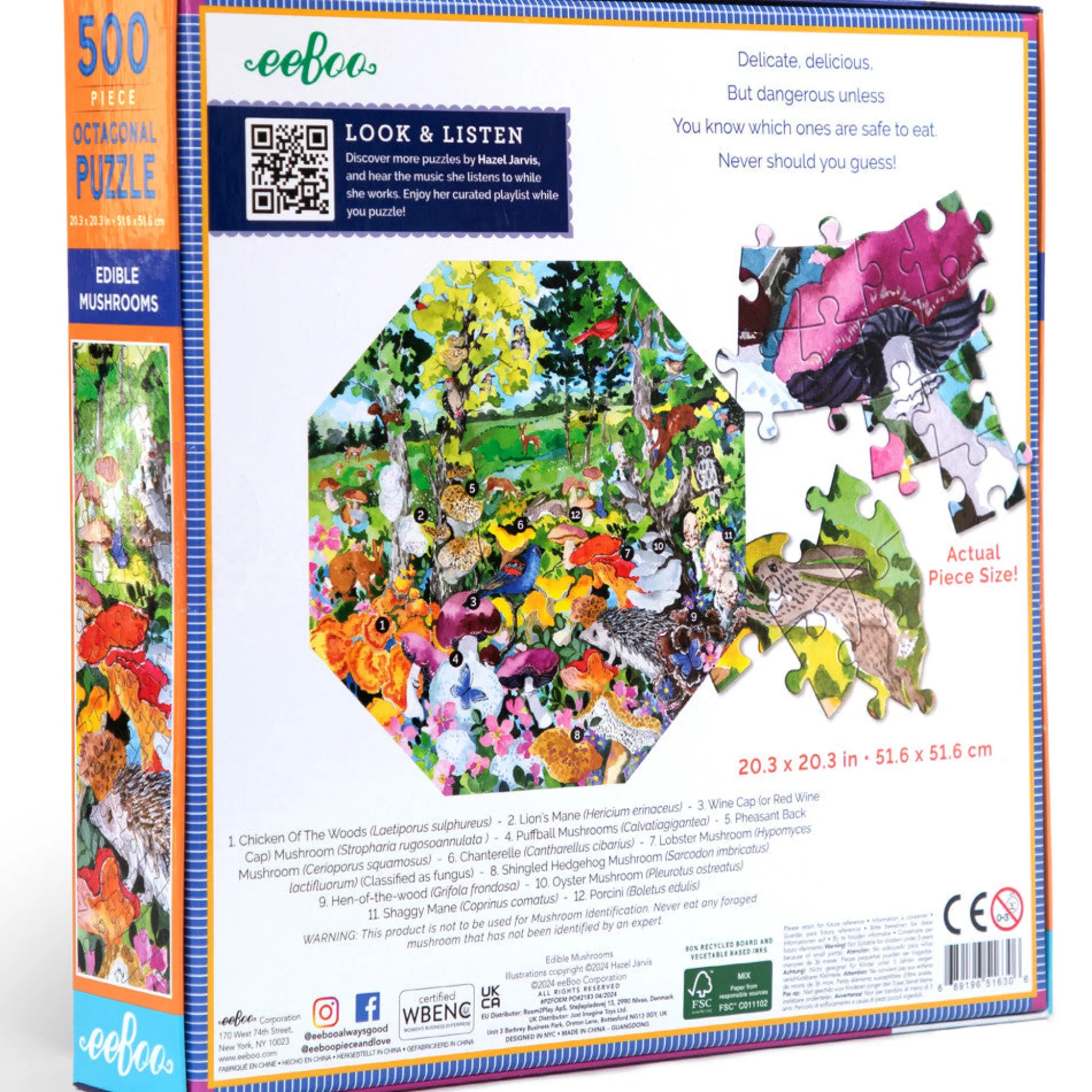 Flat River Group eeBoo Piece & Love Edible Mushrooms 500-Piece Puzzle* Puzzles