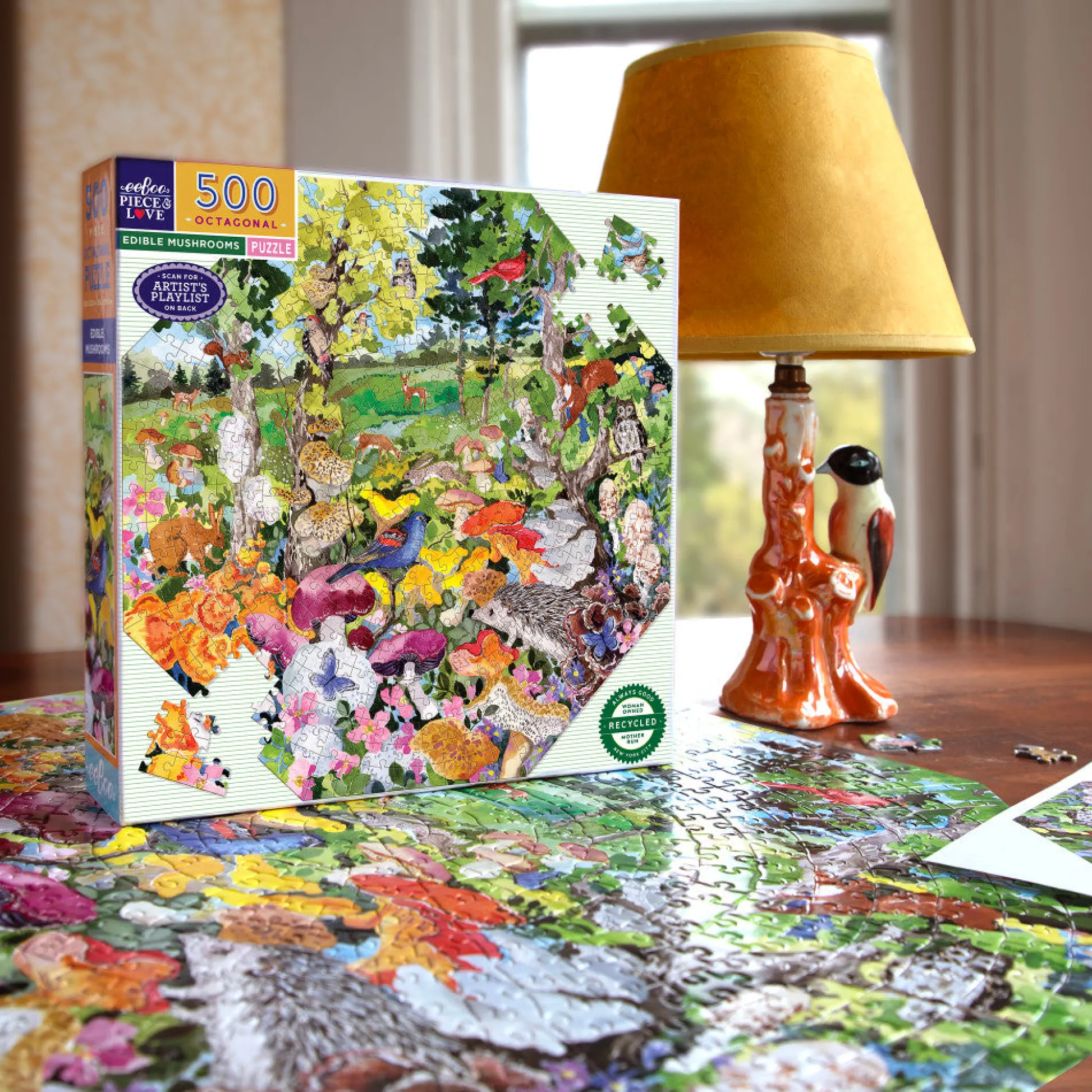 Flat River Group eeBoo Piece & Love Edible Mushrooms 500-Piece Puzzle* Puzzles