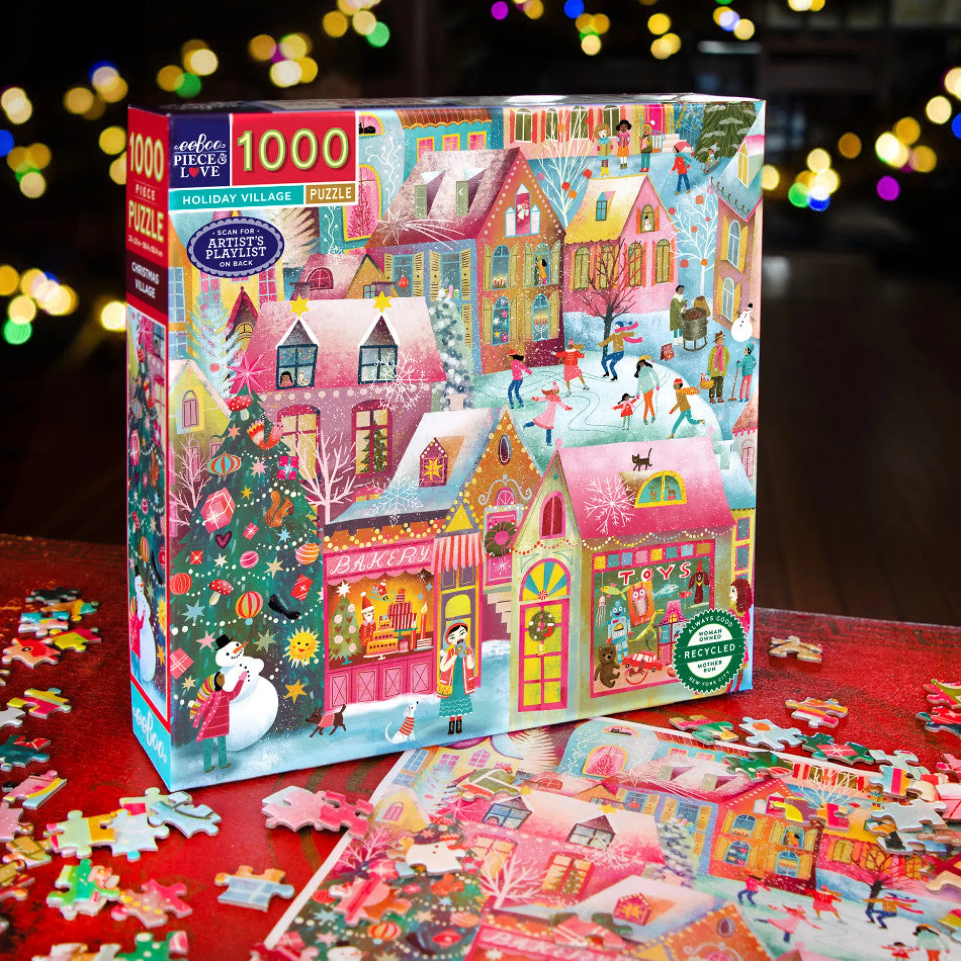 Flat River Group eeBoo Piece & Love Holiday Village 1000-Piece Puzzle* Puzzles