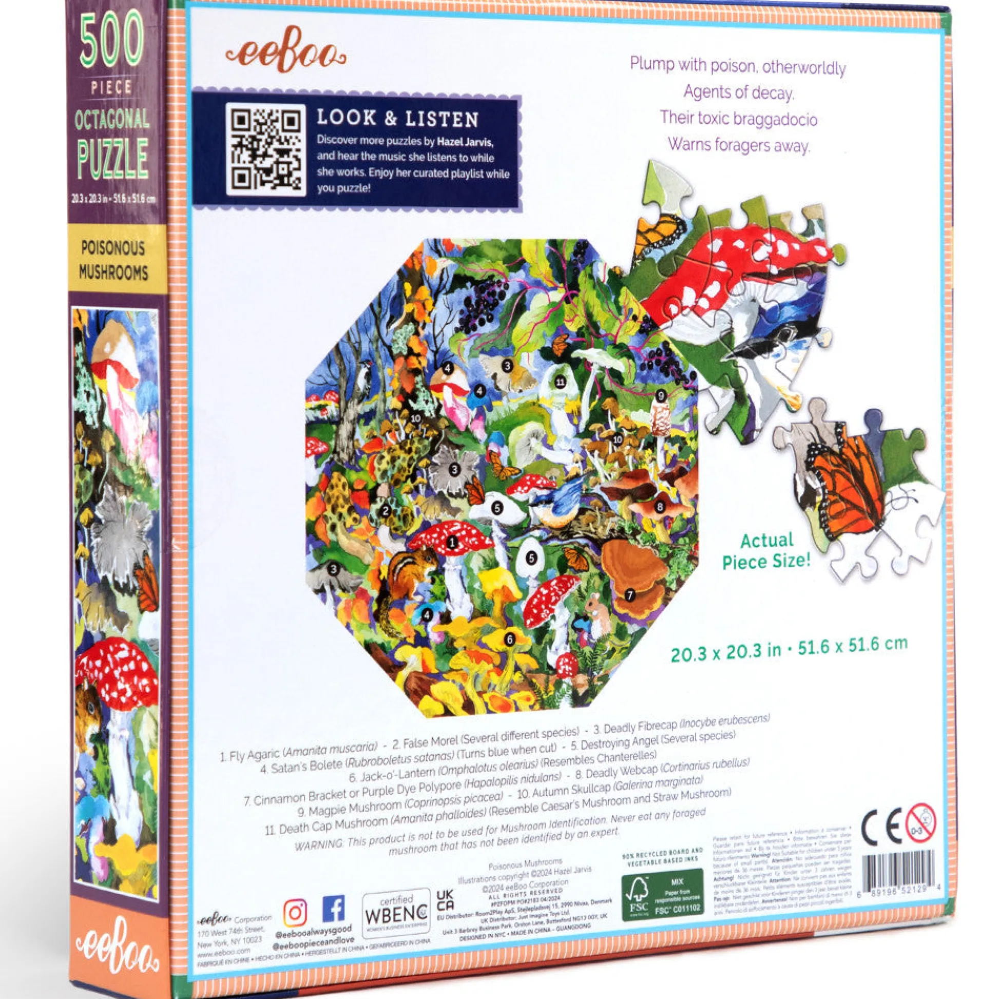 Flat River Group eeBoo Piece & Love: Poisonous Mushrooms Jigsaw - 500 pc* Puzzles
