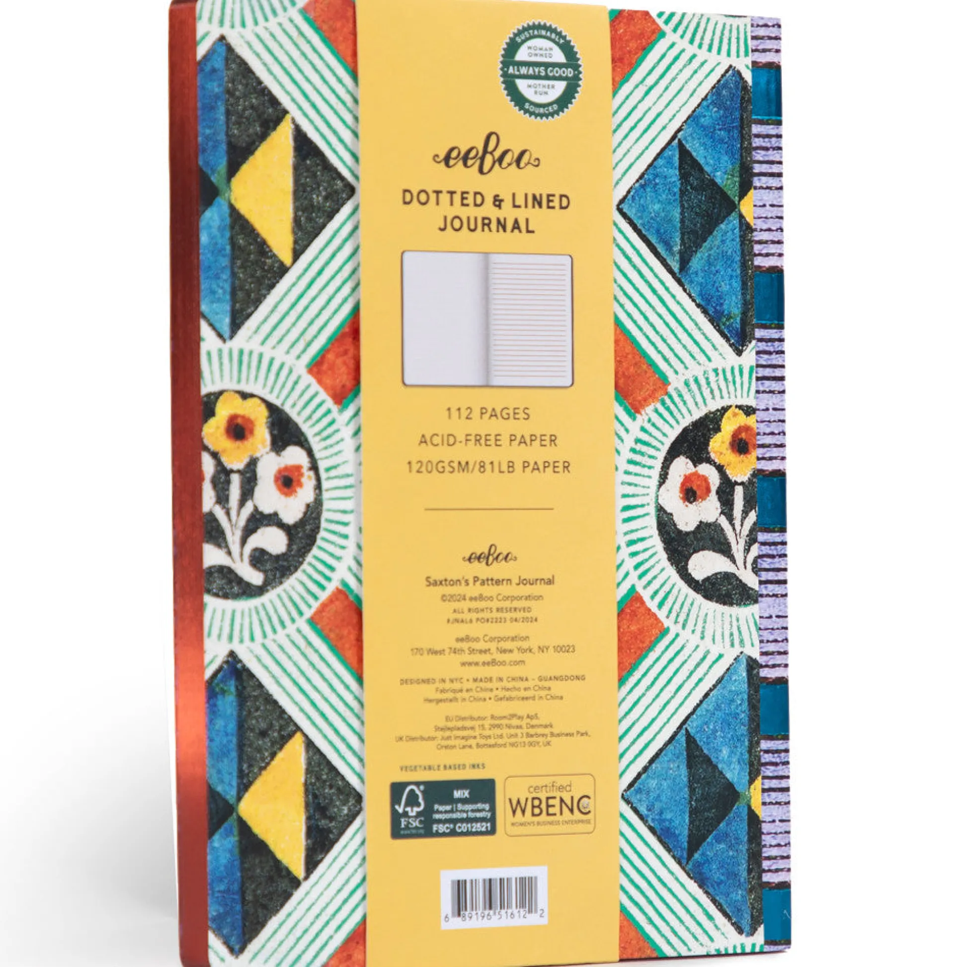 Flat River Group eeBoo Piece & Love Saxton's Gilded Journal - Colorful Hardcover Diary* Coloring Books & Activity Books