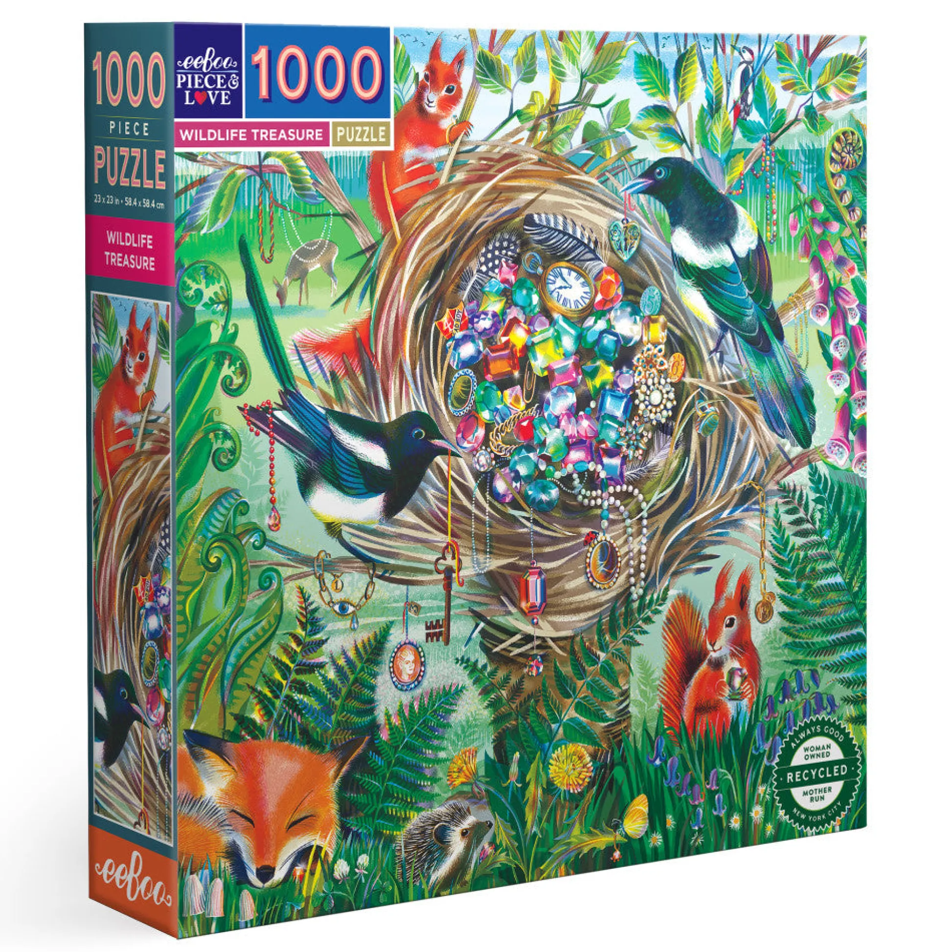 Flat River Group eeBoo Piece & Love Wildlife Treasure 1000-Piece Jigsaw Puzzle* Puzzles