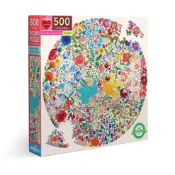 Flat River Group eeBoo Piece and Love Blue Bird Yellow Bird 500-Piece Round Jigsaw Puzzle* Puzzles
