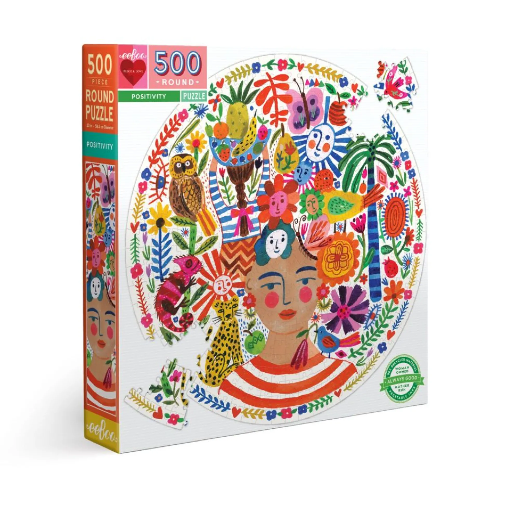 Flat River Group eeBoo Piece and Love Positivity 500-Piece Round Jigsaw Puzzle* Puzzles