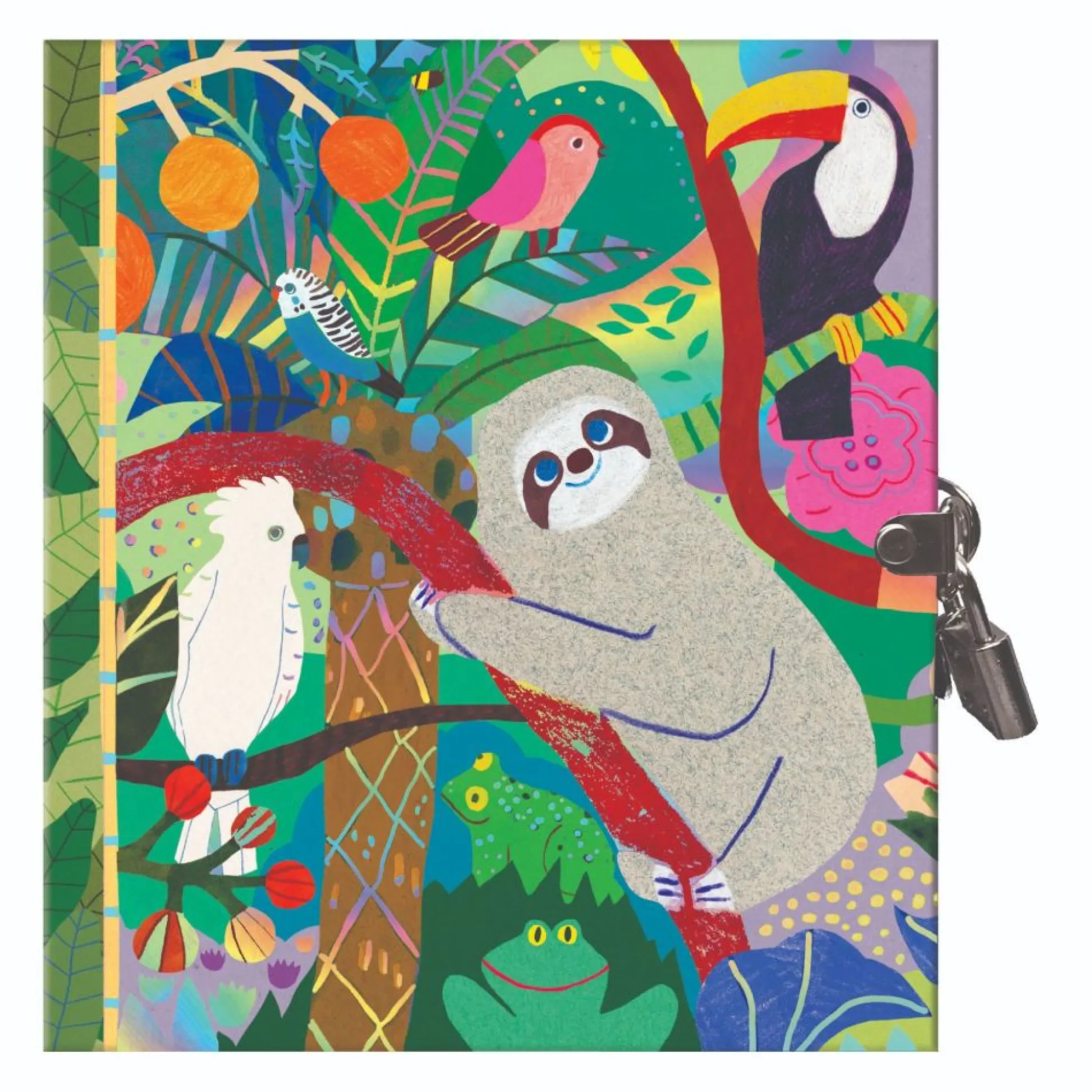 Flat River Group eeBoo Secret Sloth Hardcover Journal - Tropical Animals - with Lock and Key* Coloring Books & Activity Books