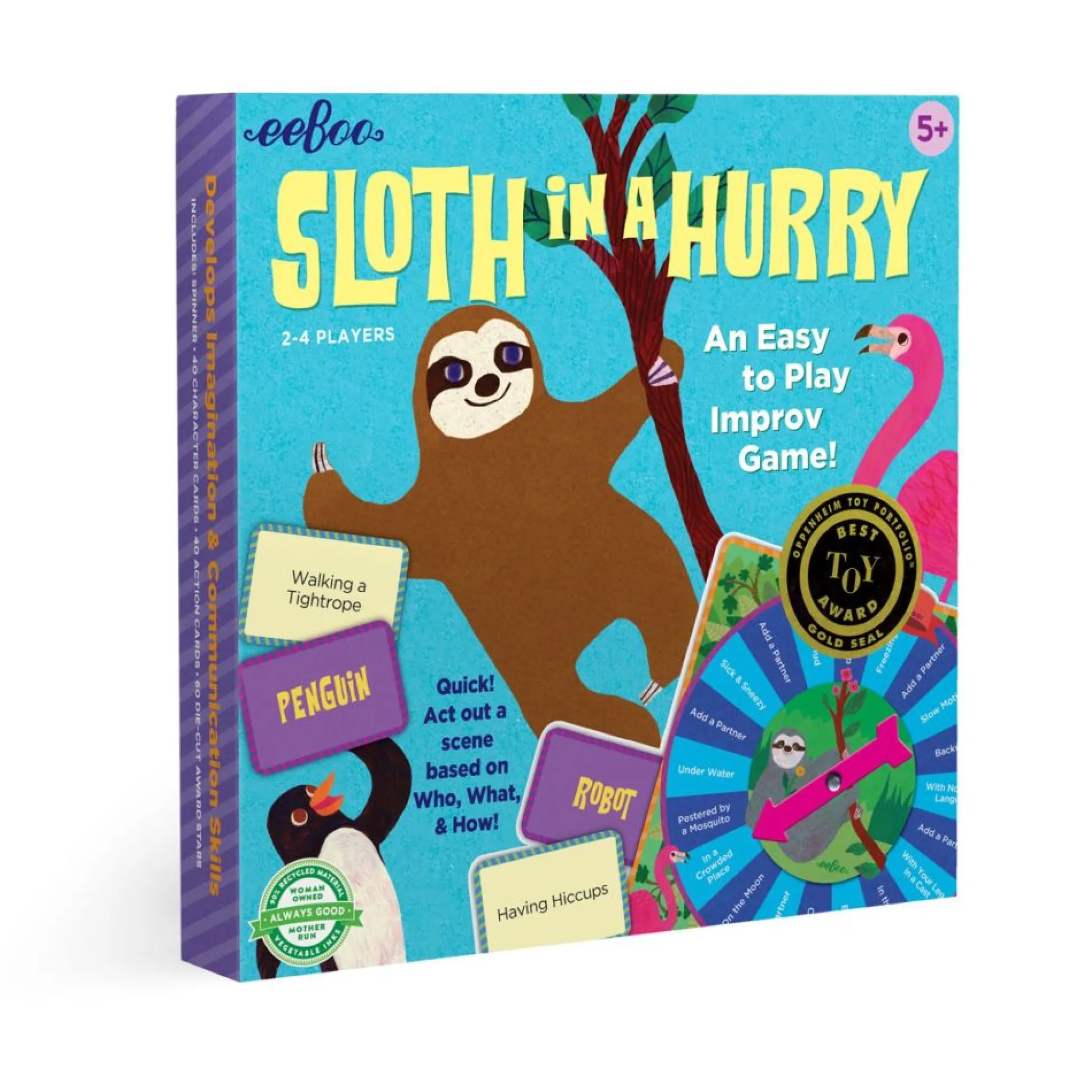 Flat River Group eeBoo Sloth in a Hurry Quick Action Improv Board Game* Board Games|Role-Playing Games