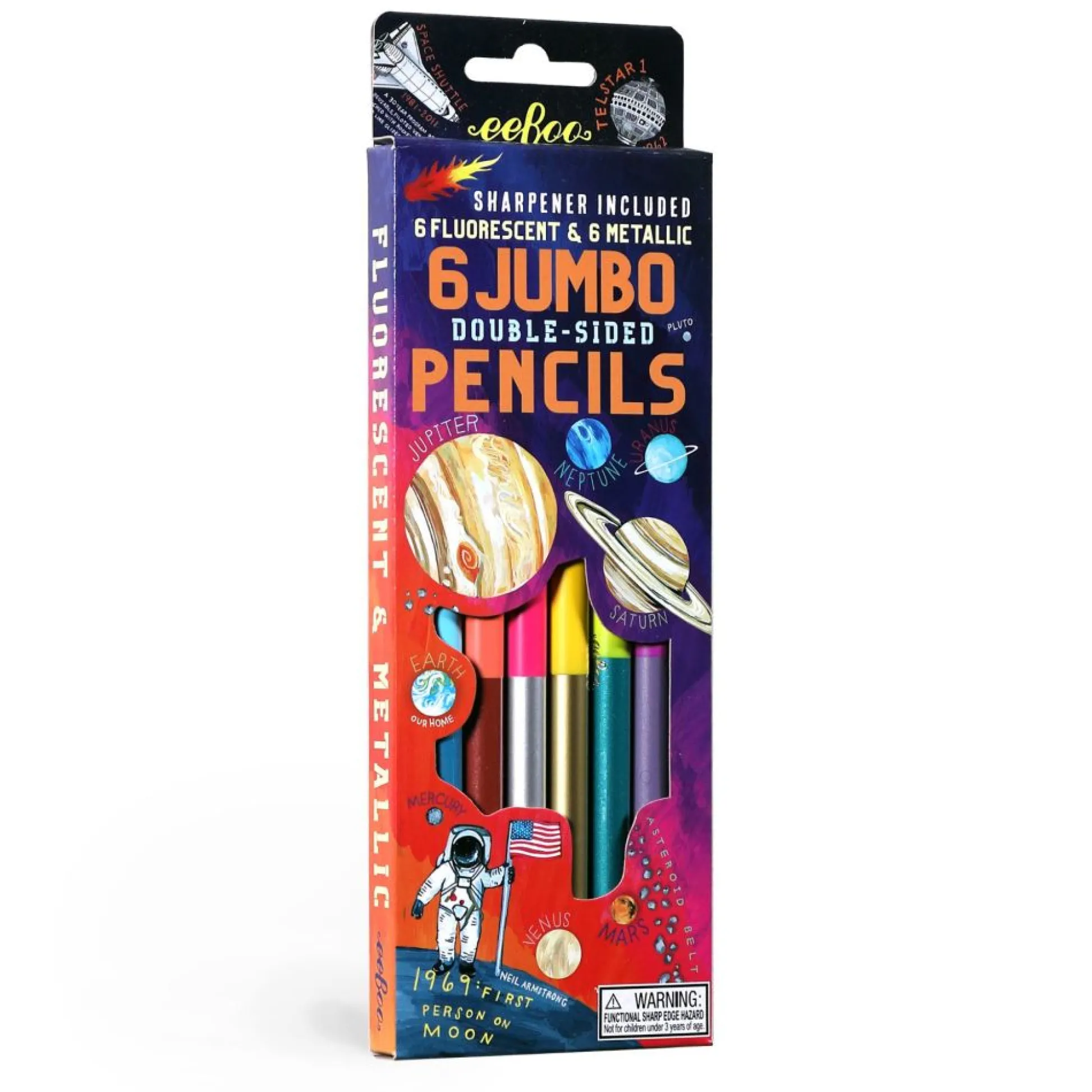 Flat River Group eeBoo Solar System Fluorescent Double-Sided Color Pencils Set* Drawing, Color & Painting