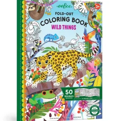 Flat River Group eeBoo Wild Things Fold-Out Coloring Mural Book with 50 Shiny Stickers*Kids Kids Books|Drawing, Color & Painting