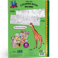 Flat River Group eeBoo Wild Things Fold-Out Coloring Mural Book with 50 Shiny Stickers*Kids Kids Books|Drawing, Color & Painting